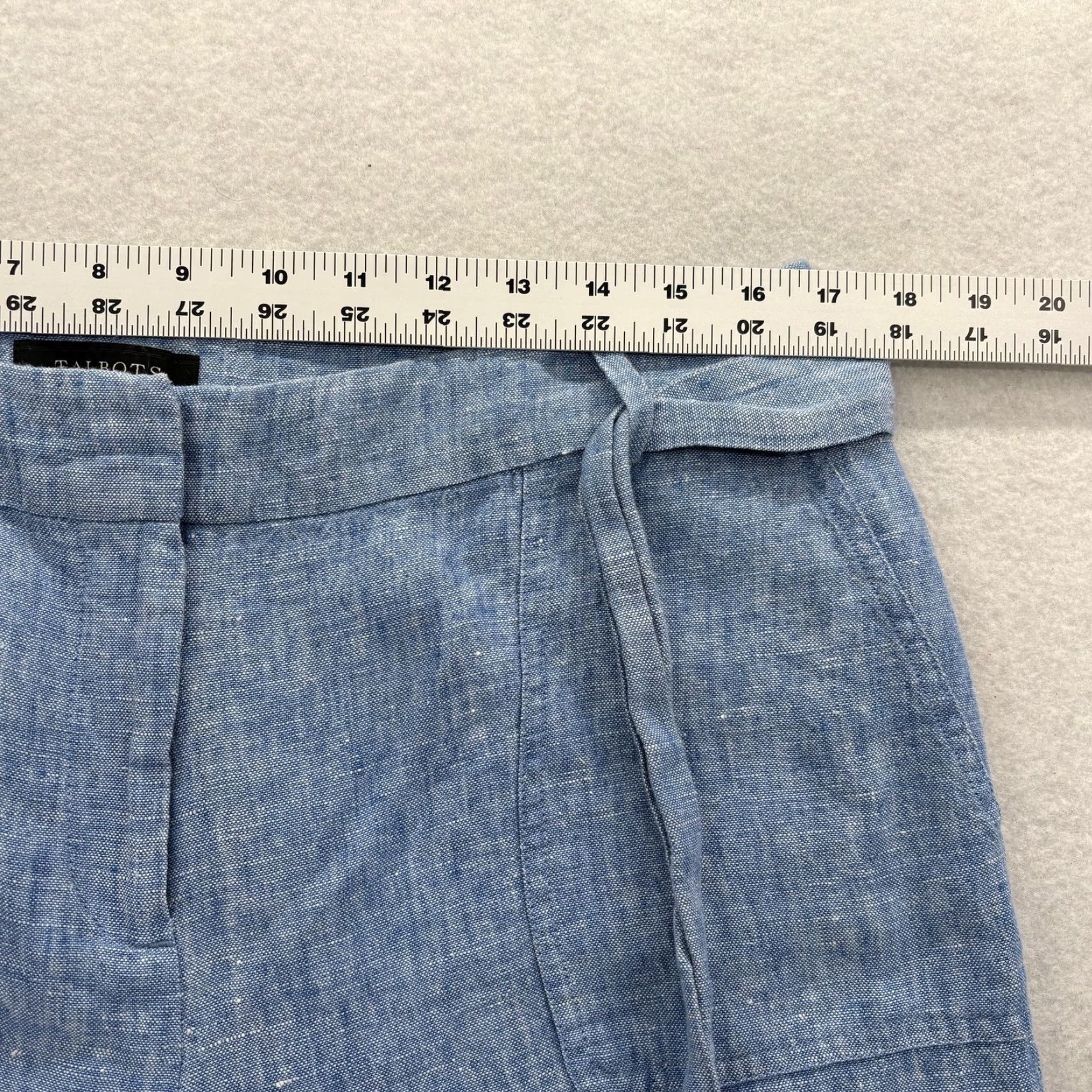Talbots Talbots Pants Womens 12P Blue 100% Linen Wide Leg Tie Waist Cropped NWT Size 34" / US 12 / IT 48 - 7 Thumbnail