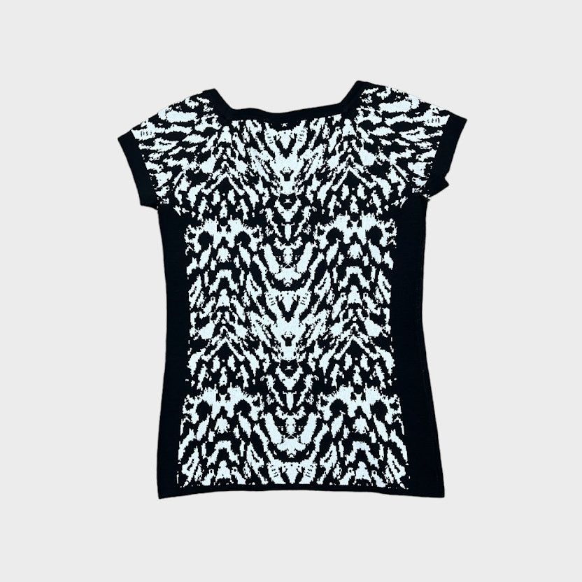 Vintage Carmen Marco Valvo Black and White Animal Print Sweater Size M / US 6-8 / IT 42-44 - 4 Thumbnail