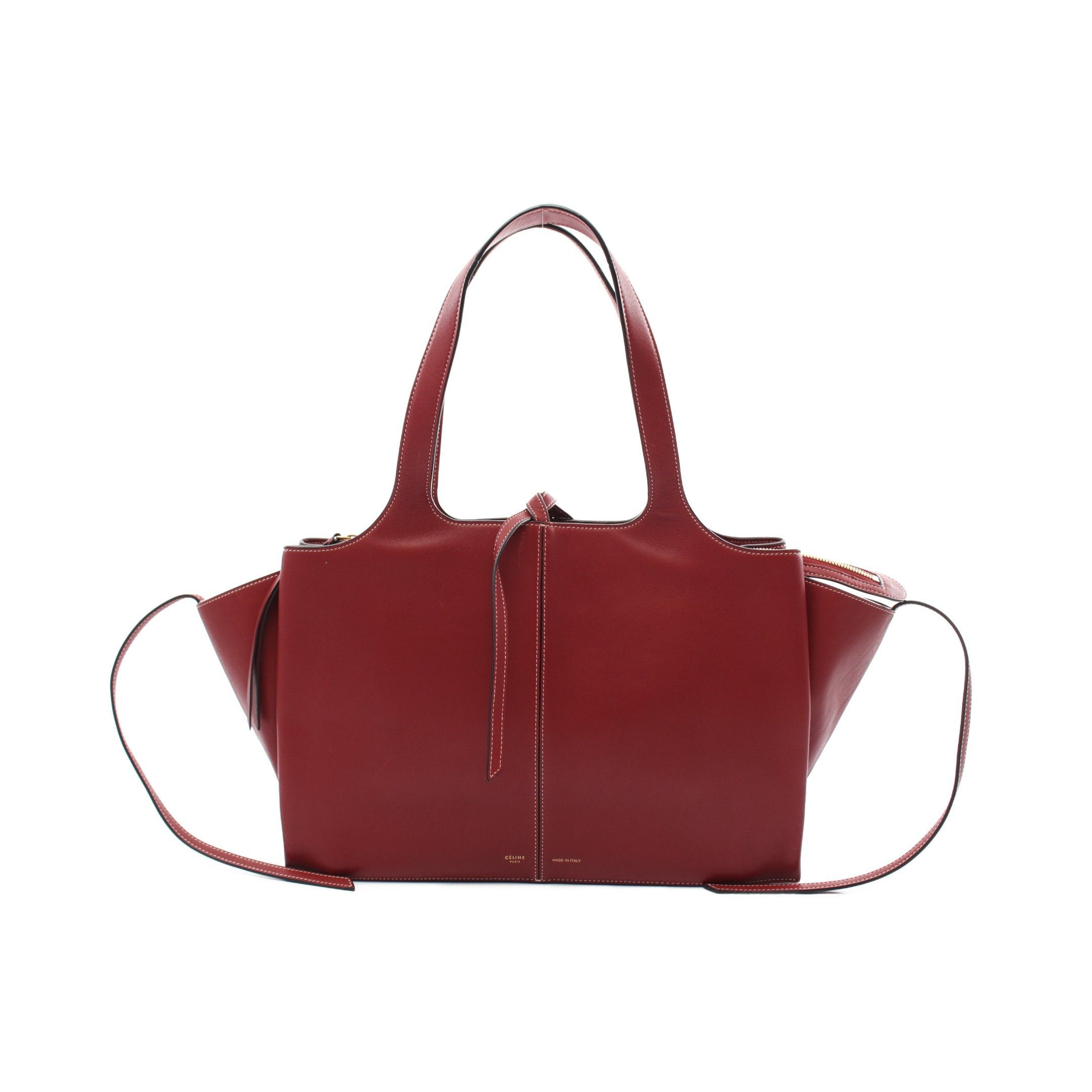 Celine Celine Trifold Medium Shoulder Bag Tote Leather Red Brown Size ONE SIZE - 1 Thumbnail