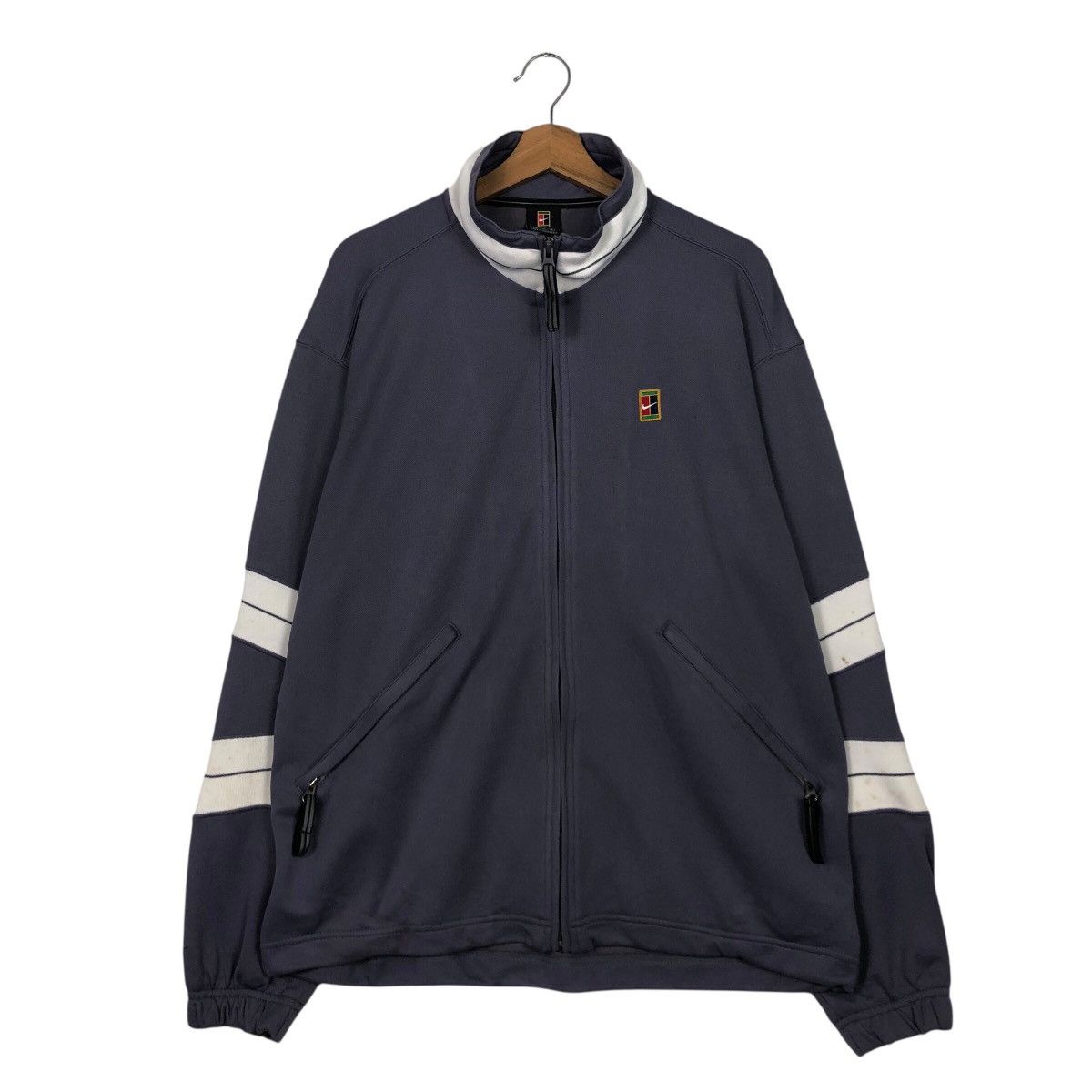 Nike 📌Rich Grey Vintage Zipper Jacket Nike Court Big Logo Size US M / EU 48-50 / 2 - 2 Thumbnail