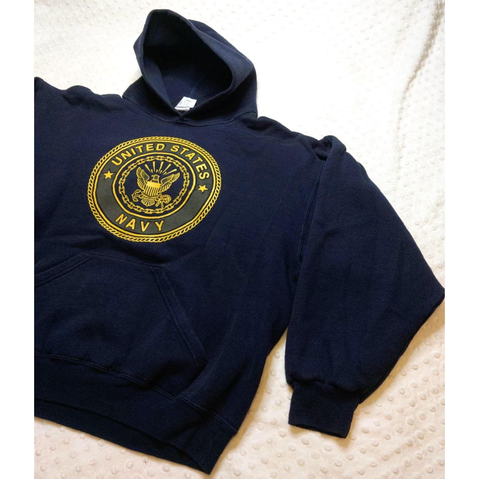 Soffe US Navy Hoodie Mens Large Blue Logo Pullover Sweatshirt Vintage Soffe Crew Neck Hooded Military USA Size US L / EU 52-54 / 3 - 2 Thumbnail