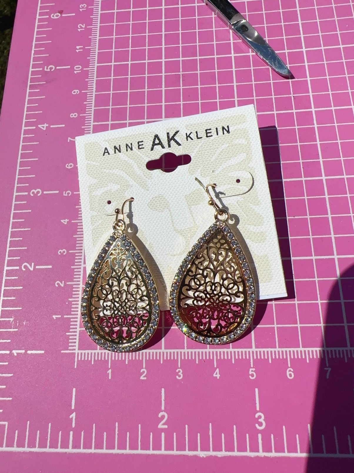 Anne Klein $24 Anne Klein earrings gold tone hallow teardrop diamonds Size ONE SIZE - 2 Thumbnail