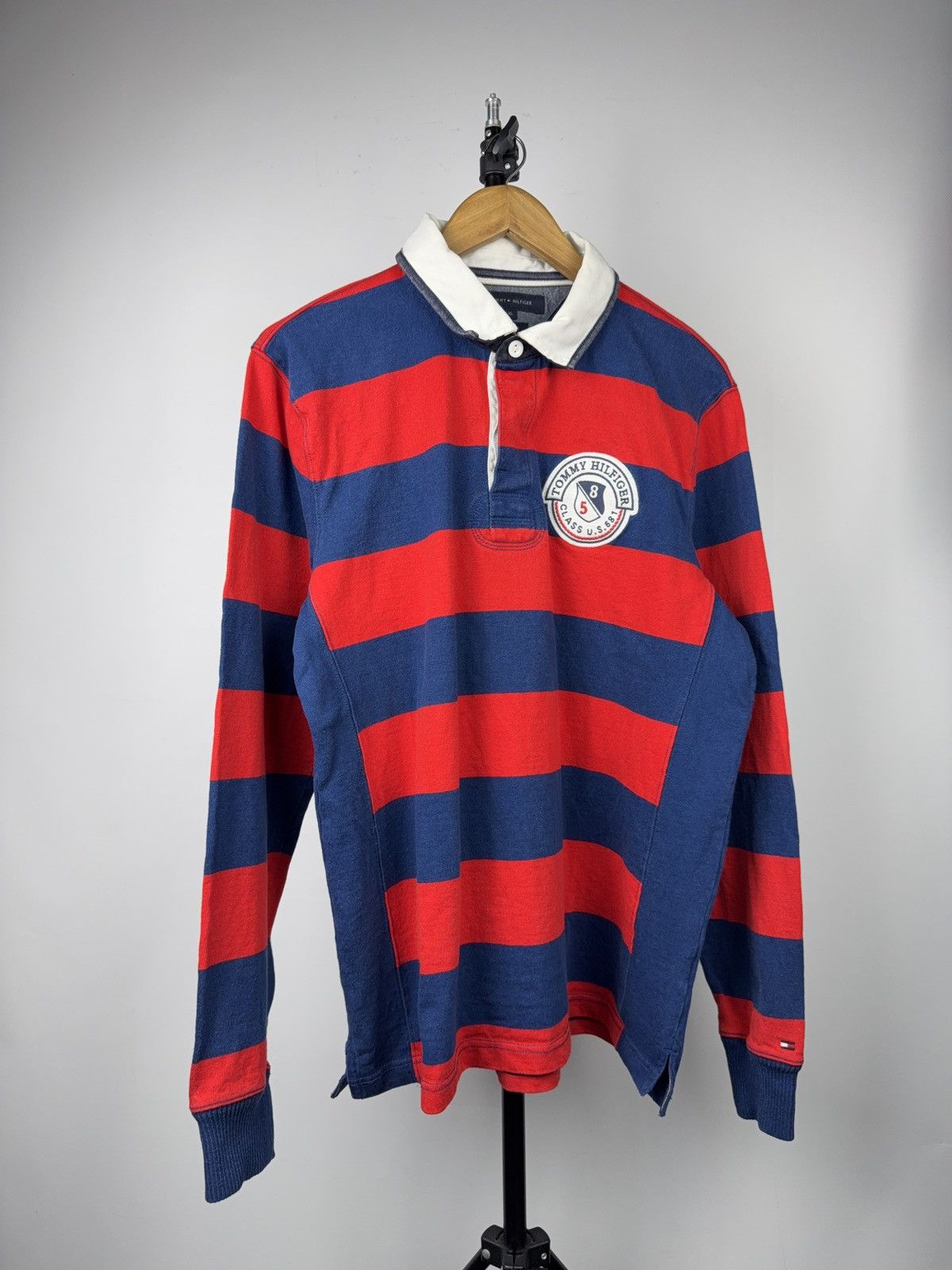 Tommy Hilfiger 00s Tommy Hilfiger Vintage Rugby Striped Long Sleeve Polo Size US L / EU 52-54 / 3 - 1 Thumbnail