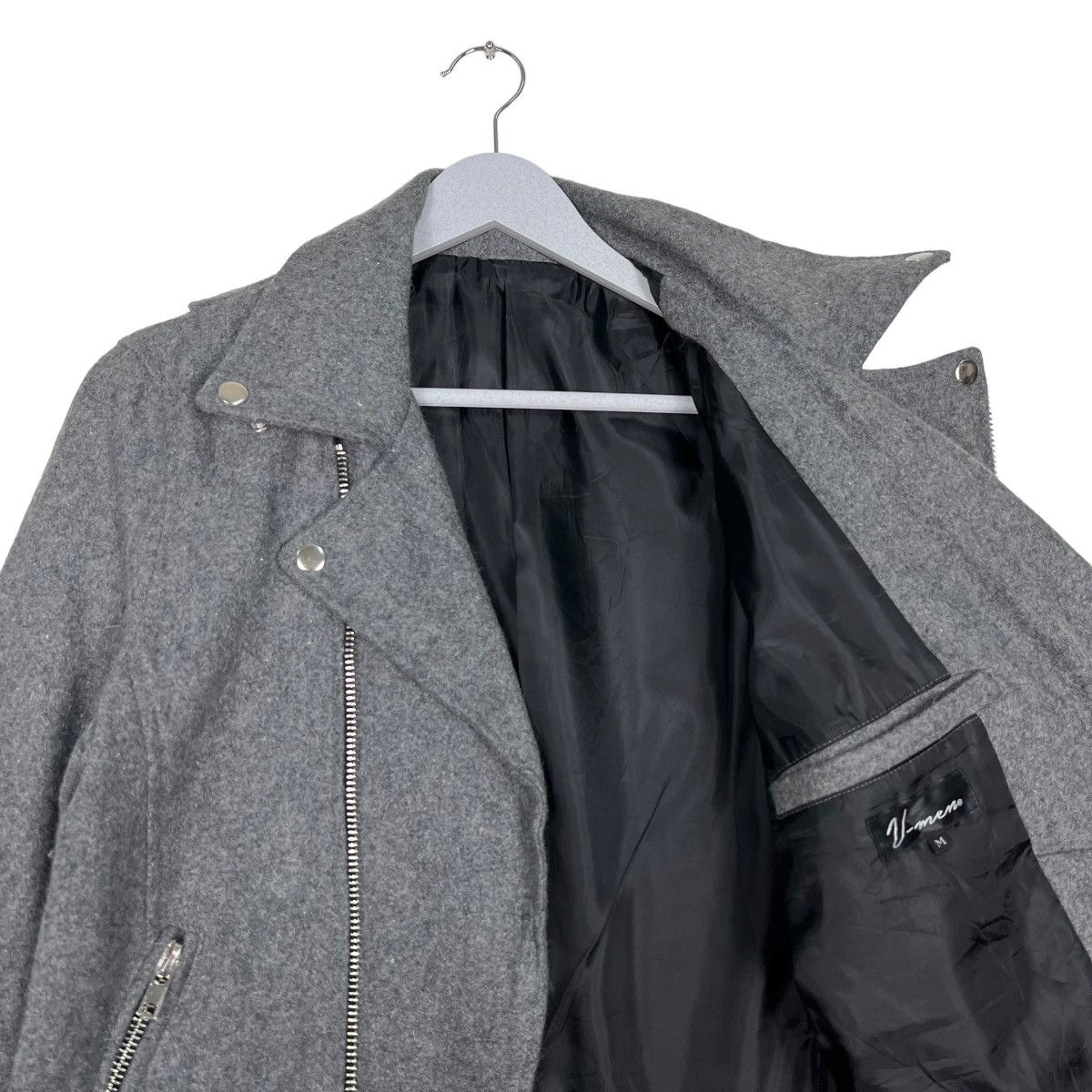 Japanese Brand 🔥 VMEN WOOL DOUBLE COLAR MOTO RIDER JACKET Size US M / EU 48-50 / 2 - 10 Thumbnail