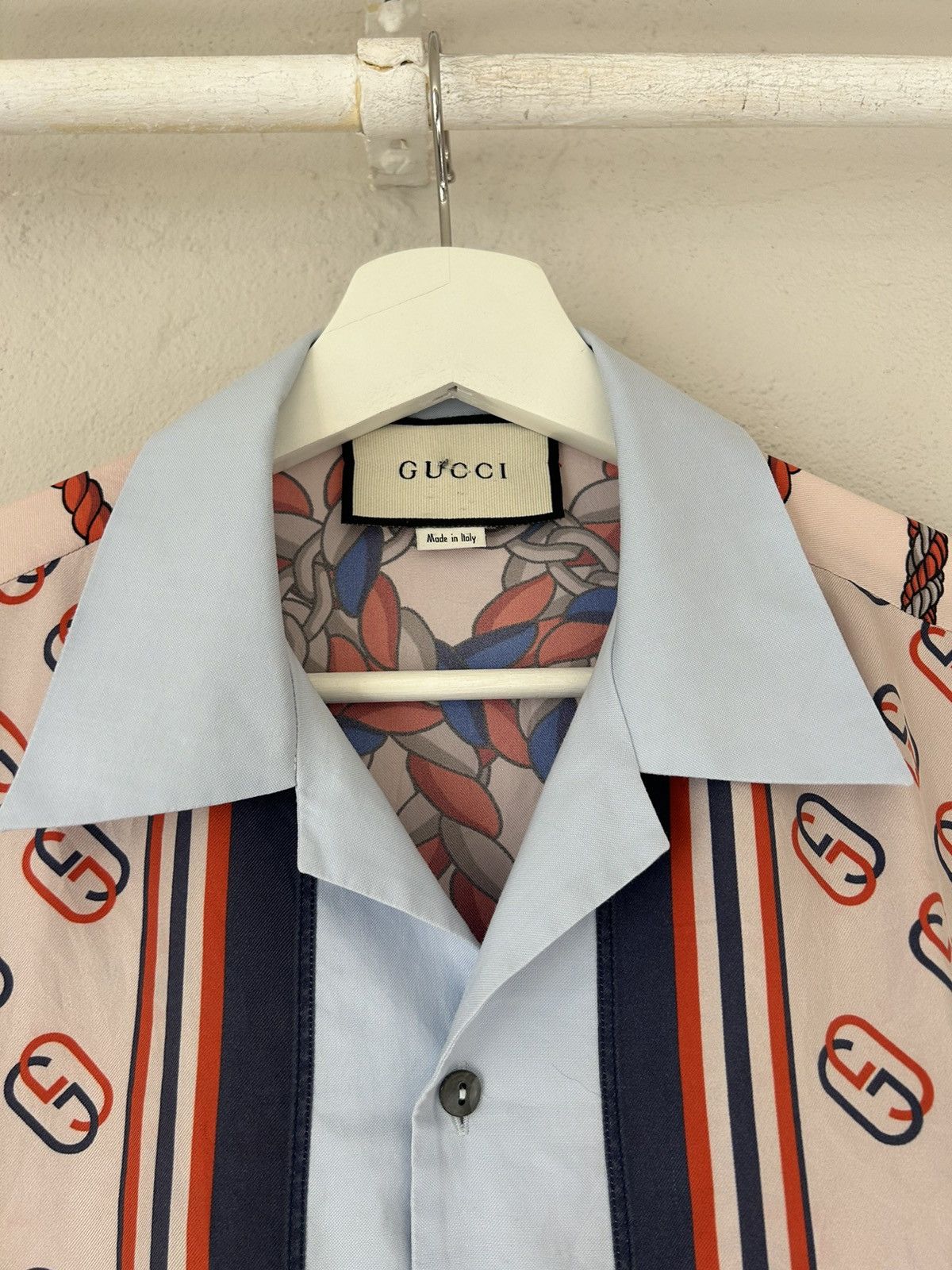 Gucci Light Blue Silk Panels Bowling Shirt Size US S / EU 44-46 / 1 - 2 Thumbnail