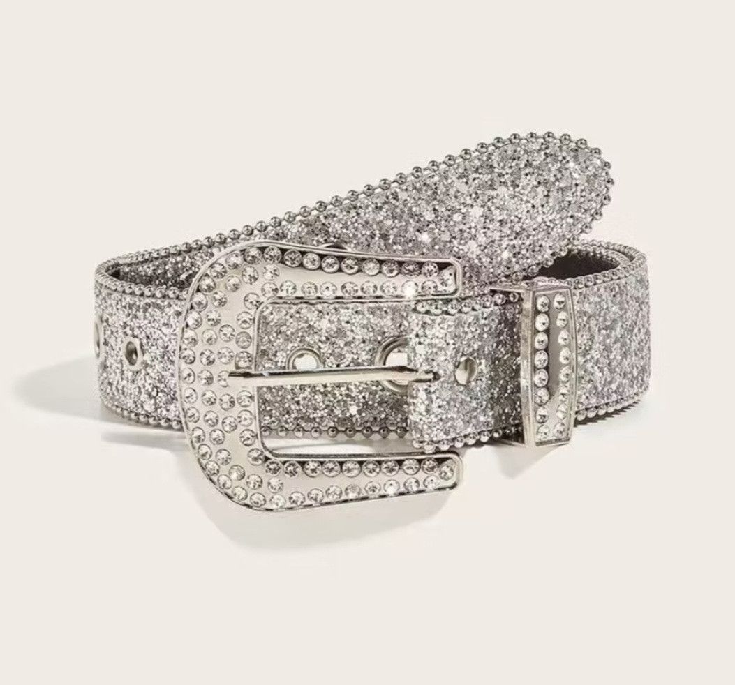 Japanese Brand 💥western style white colour artificial gemstones belt Size ONE SIZE - 2 Thumbnail