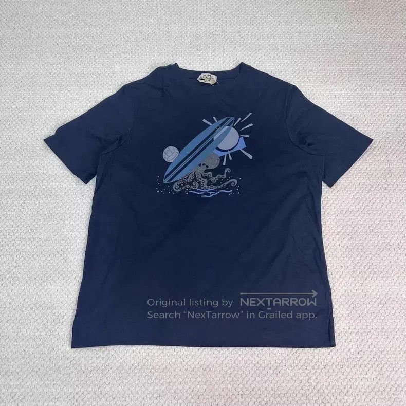 Hermes Hermes Navy Sailboat Short Sleeve Tee. Size US L / EU 52-54 / 3 - 1 Thumbnail