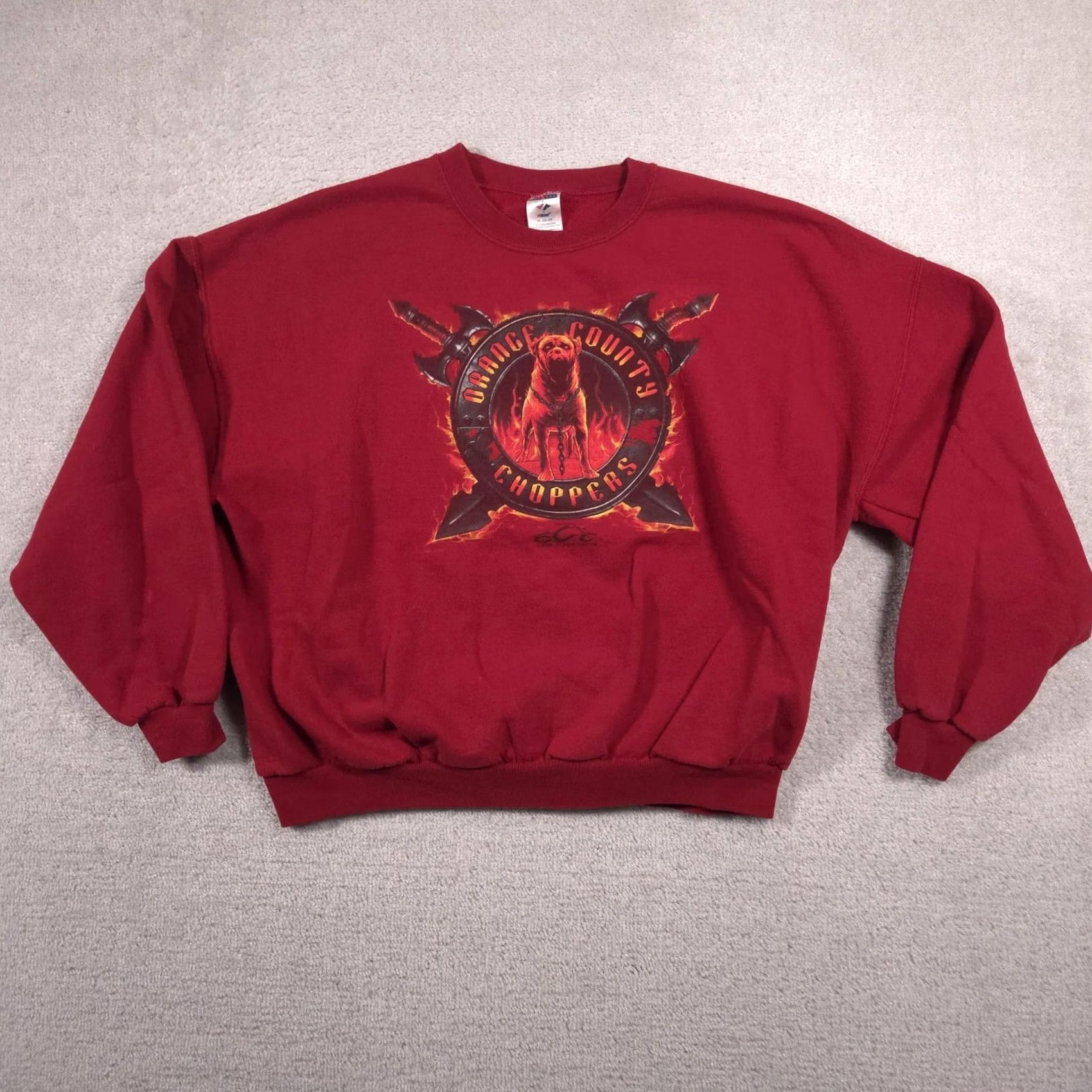 Jerzees Orange County Choppers Jerzees Sweatshirt Mens 2XL Red Dog Motorcycle Biker Graphic Print Pullover Crewneck Fleece Cotton Polyester Size US XXL / EU 58 / 5 - 2 Thumbnail