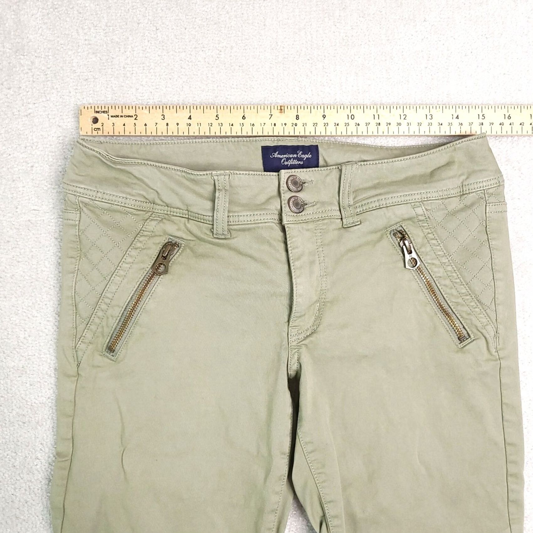 American Eagle Outfitters American Eagle Green Jegging Crop Super Stretch Women's 6 Hiking Outdoor Zipper Size 28" / US 6 / IT 42 - 4 Thumbnail