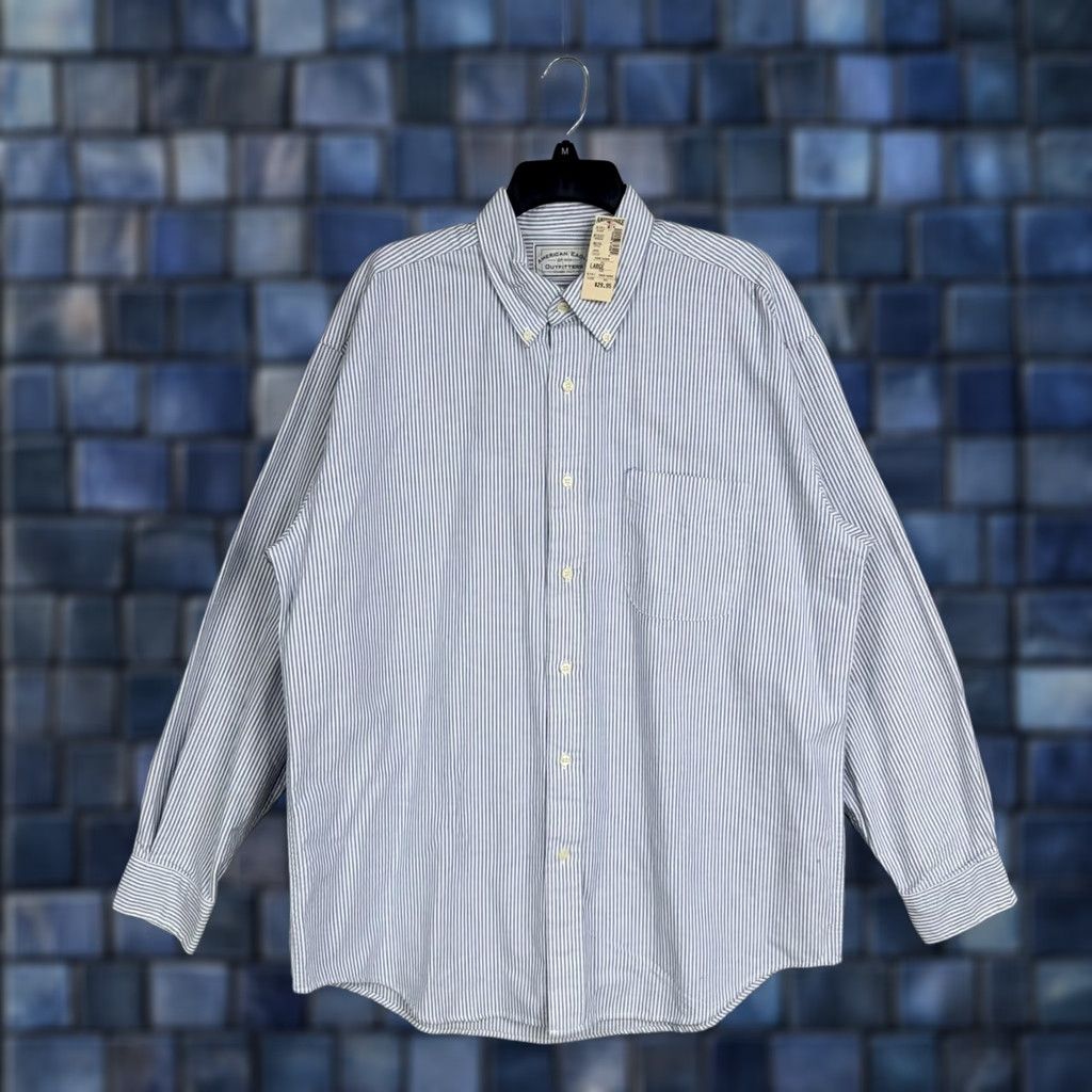 American Eagle Outfitters VINTAGE American Eagle Outfitters Shirt Mens Large Blue Stripe Cotton Button-Down Casual 90s Mens Size US L / EU 52-54 / 3 - 1 Thumbnail