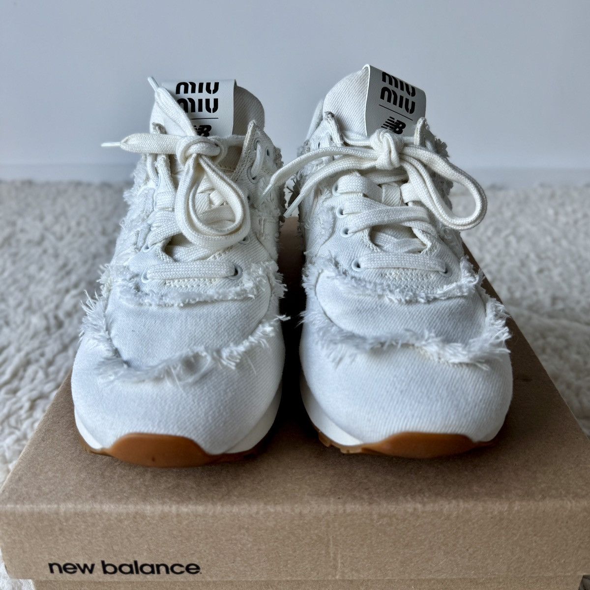Miu Miu New Balance 574 x Miu Miu denim sneakers Size US 8 / EU 41 - 4 Thumbnail
