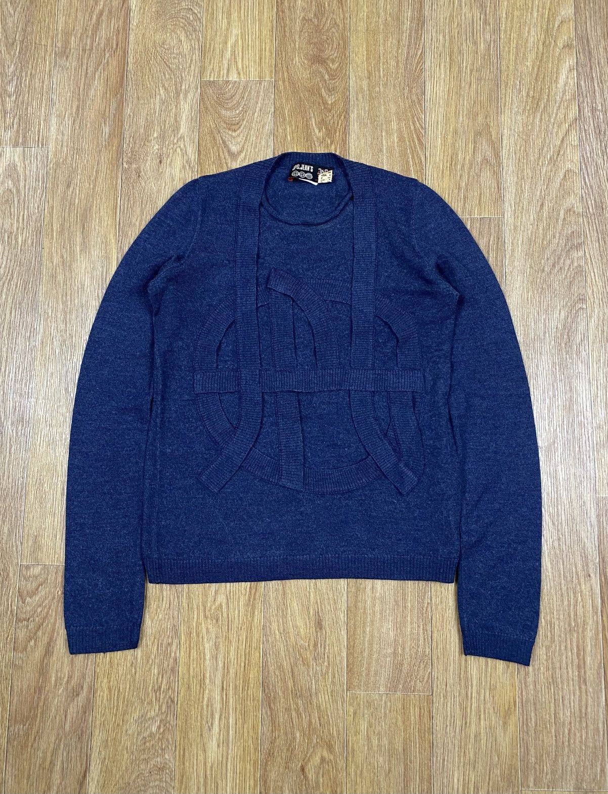 Jean Paul Gaultier × Vintage Jean Paul Gaultier Vintage 3-D knitted Logo JPG Sweater Y2K Size XS / US 0-2 / IT 36-38 - 1 Thumbnail