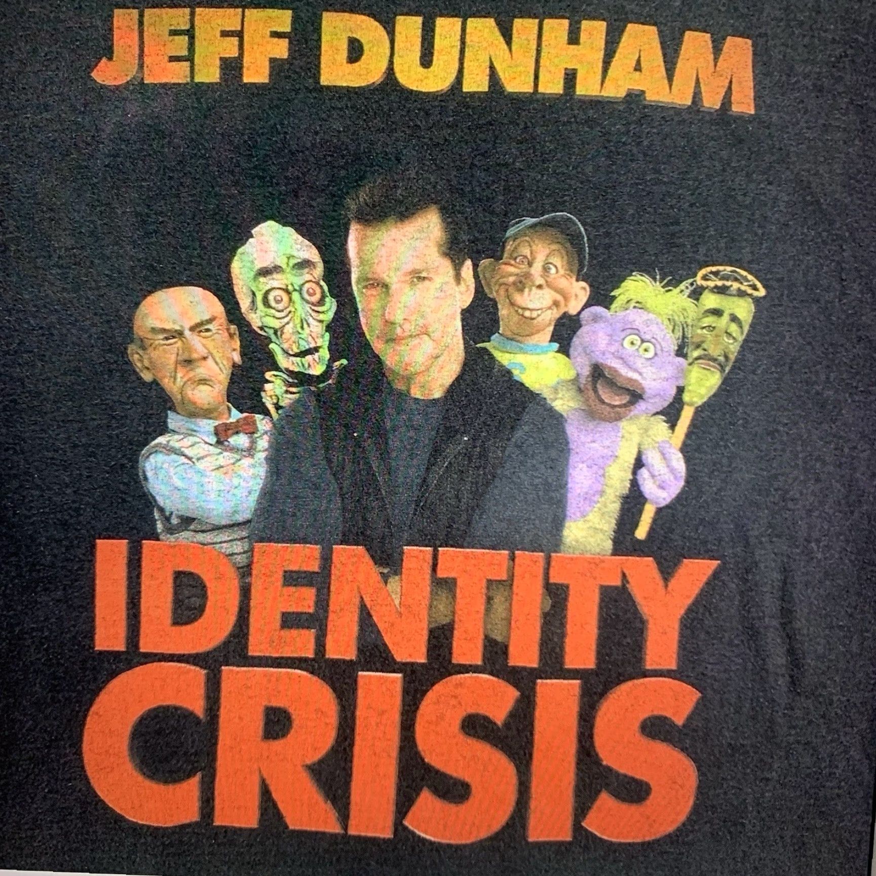Hanes VINTAGE Jeff Dunham T-Shirt Peanut Identity Crisis 2010s Tour Mens Large Black Cotton Double-Sided Size US L / EU 52-54 / 3 - 3 Thumbnail