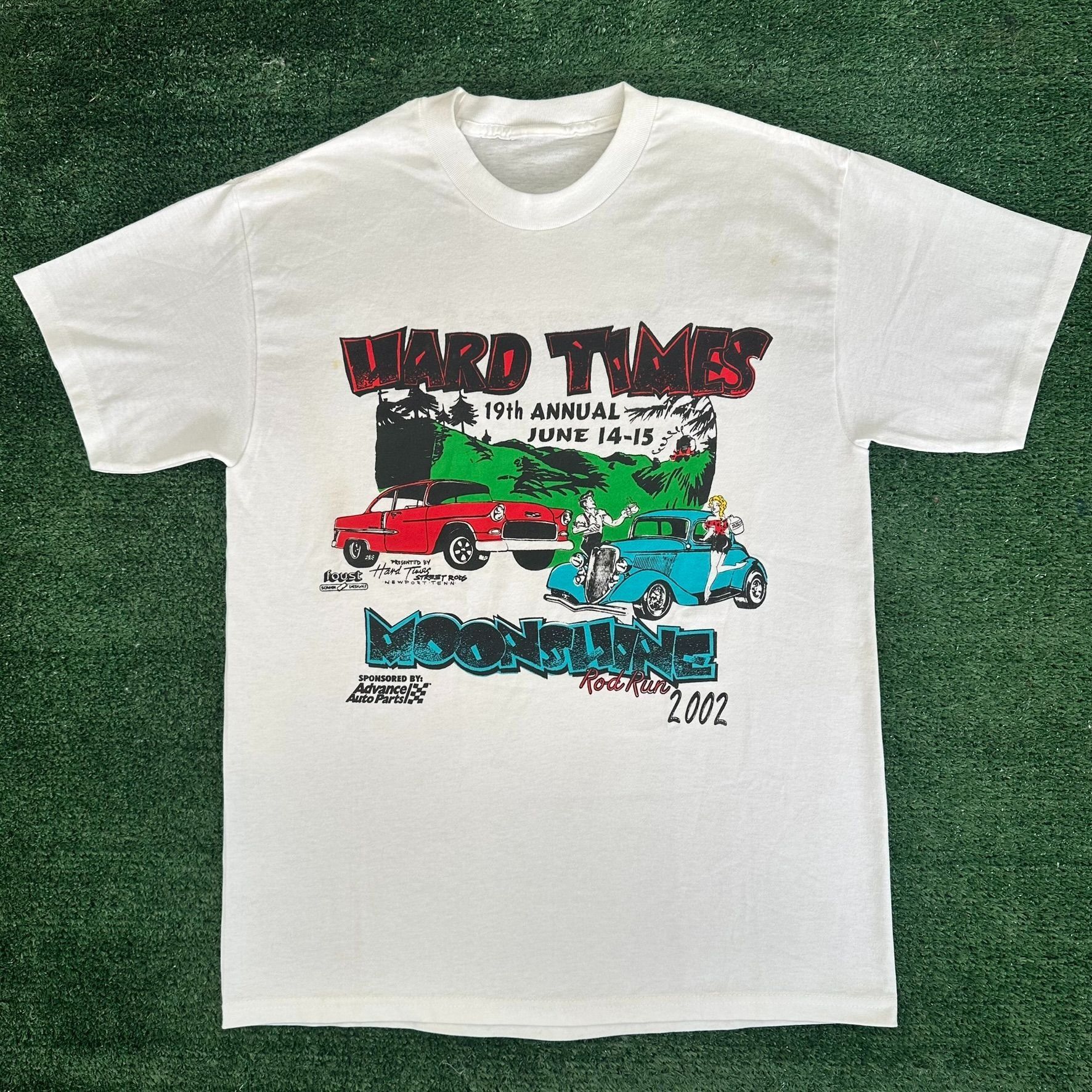Anvil Vintage Y2K Moonshine Rod Run Car Show T-Shirt White M Retro Size US M / EU 48-50 / 2 - 1 Thumbnail