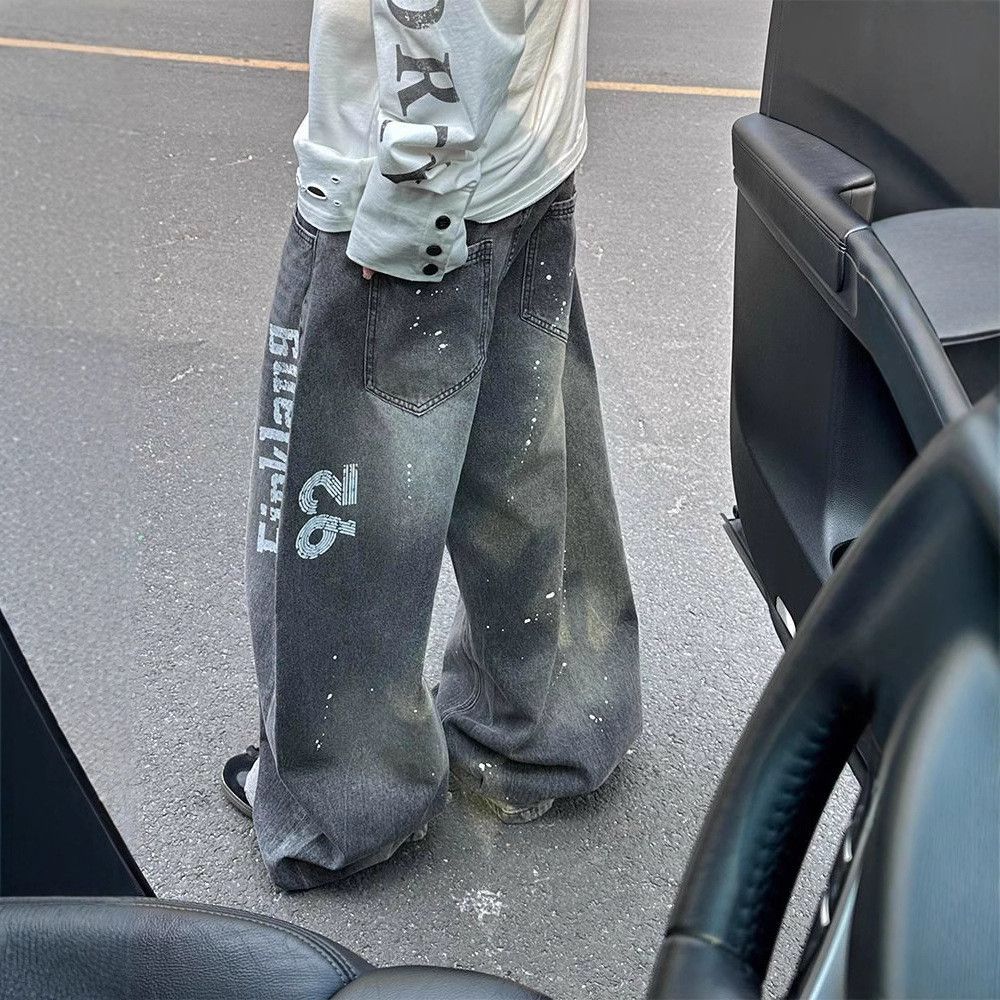 Japanese Brand Retro loose hip-hop splashed ink jeans Size US 32 / EU 48 - 2 Thumbnail