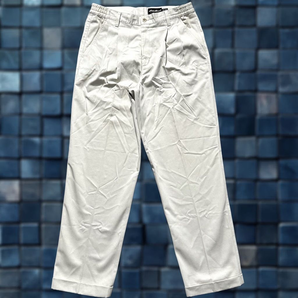 Eddie Bauer Eddie Bauer Pants Mens 33 (32x31) Beige Double Pleated Cuffed Trousers READ Size US 33 - 1 Thumbnail