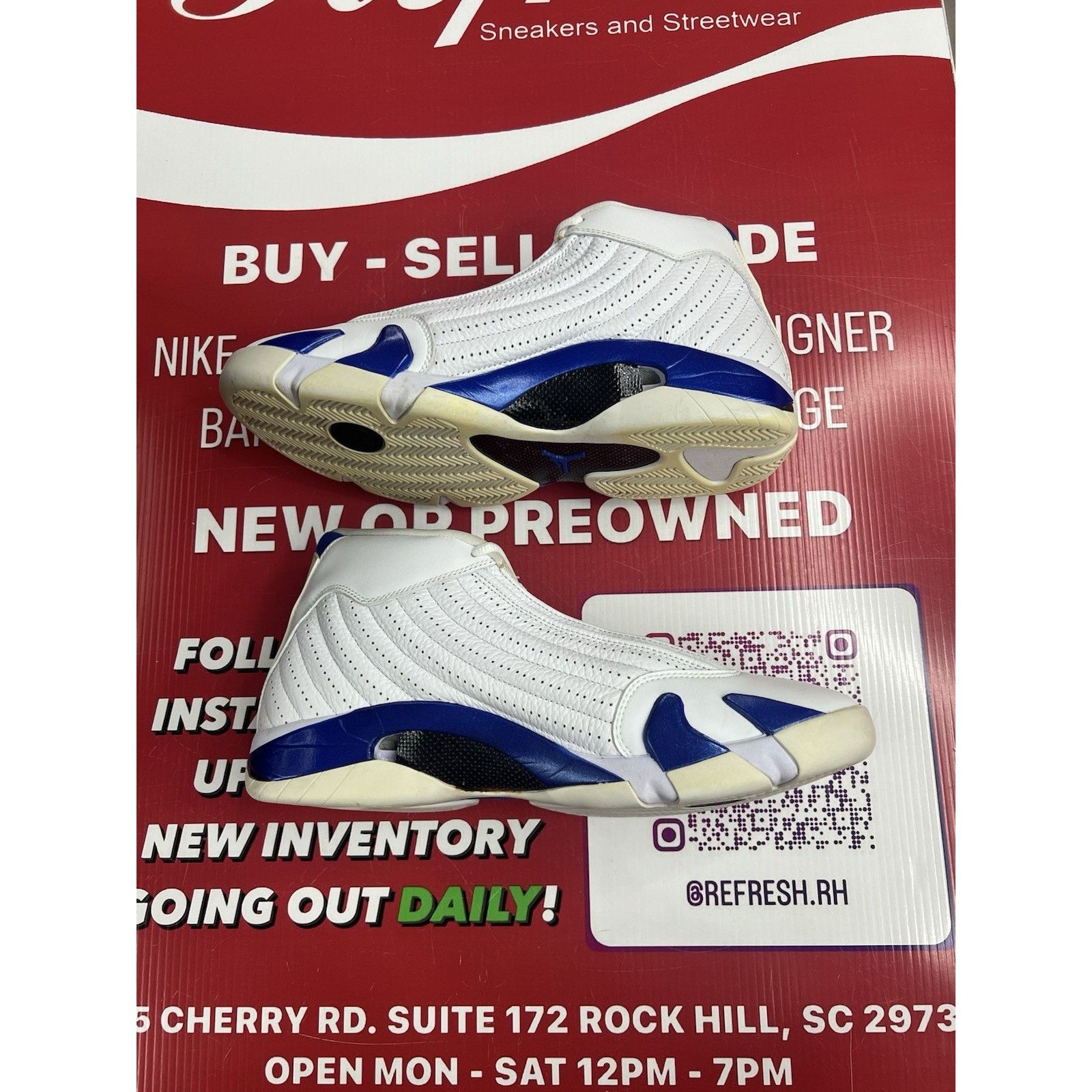 Jordan Brand Air Jordan 14 Retro White Hyper Royal Size 13 (487471-104) Size US 13 / EU 46 - 3 Thumbnail