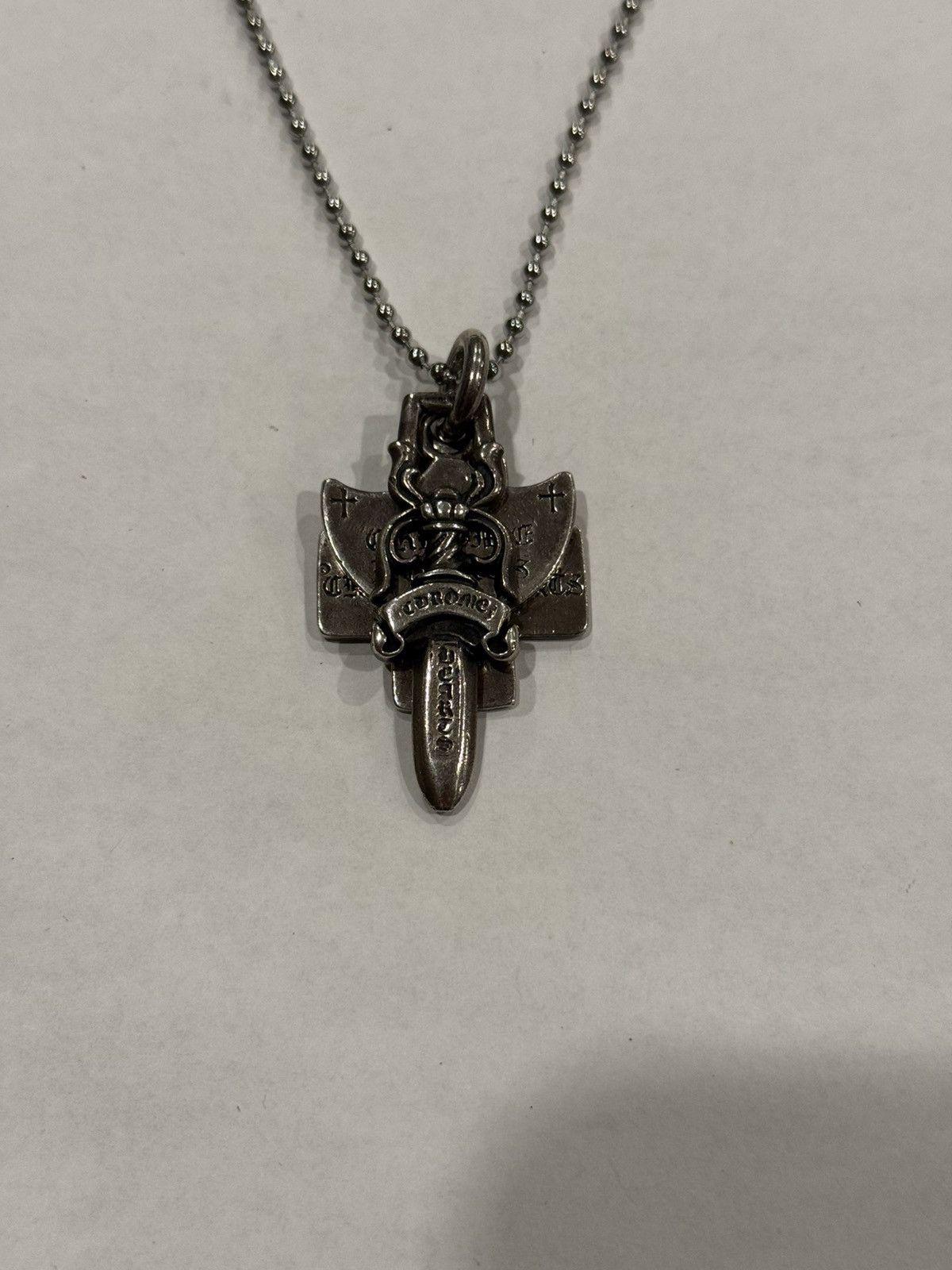 Chrome Hearts 3 Trinkets Dagger Pendant Ball Chain Necklace