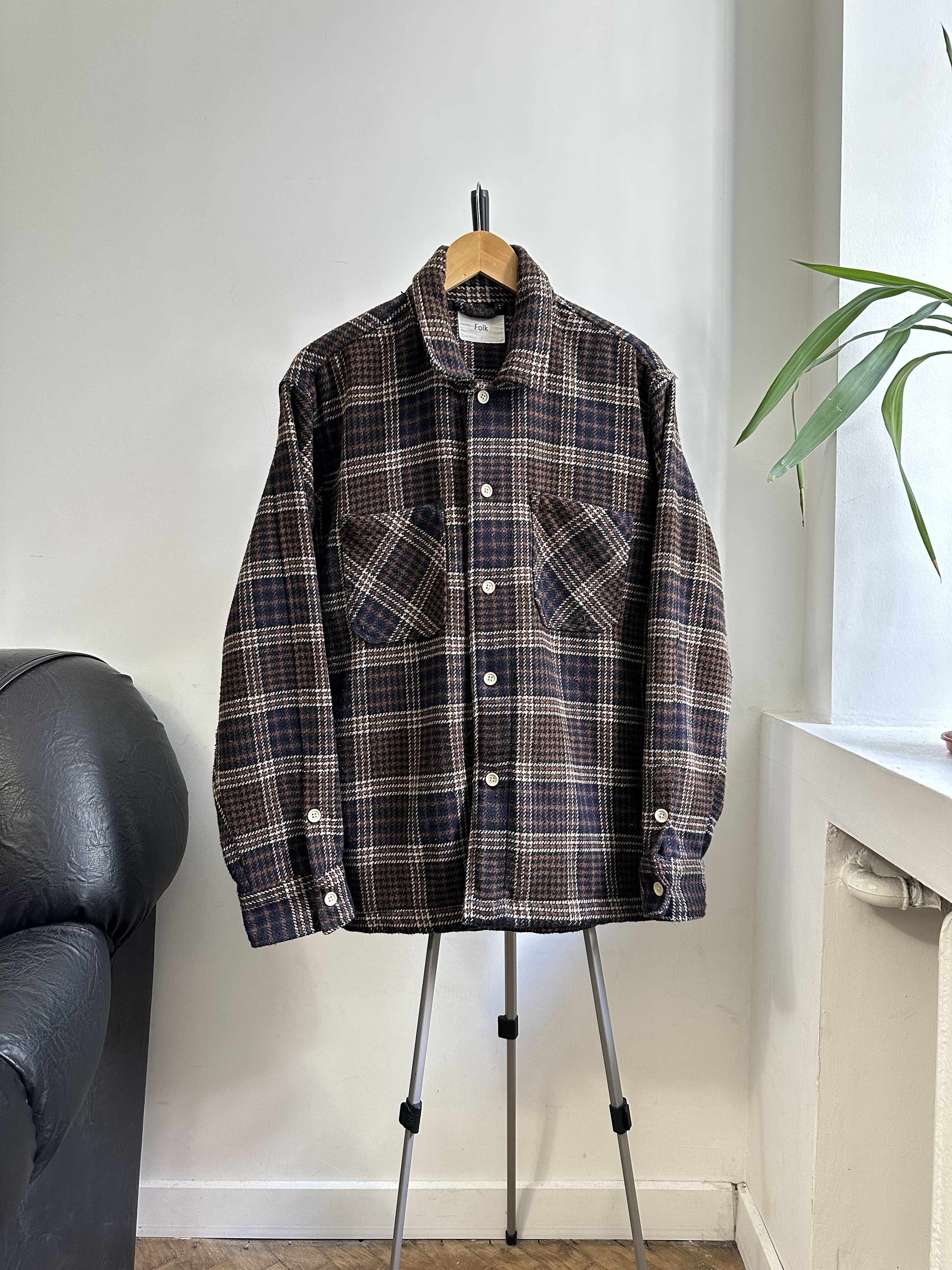 Folk Folk Brown Checkered Heavy Over Coat Men's Size US M / EU 48-50 / 2 - 2 Thumbnail