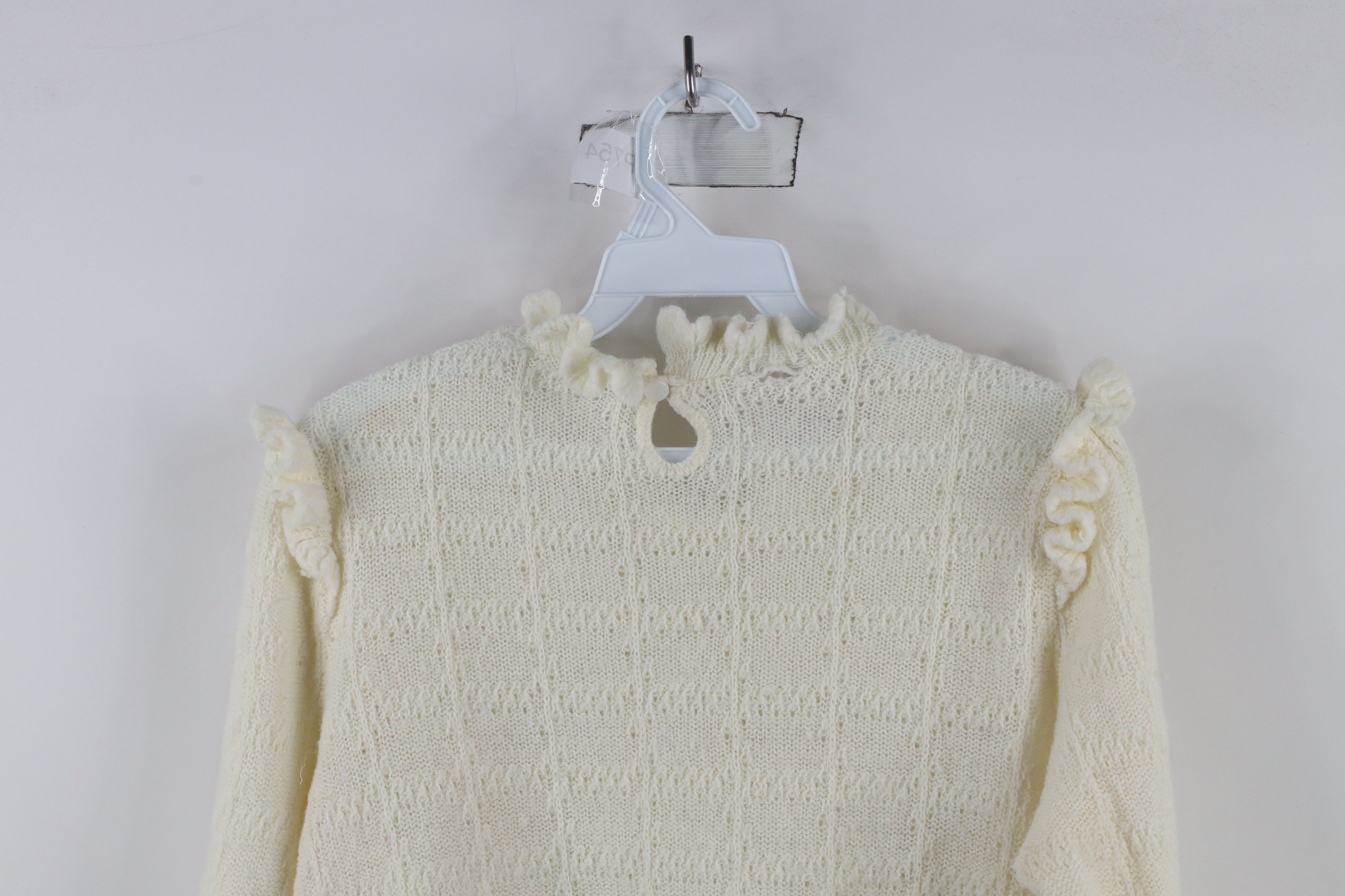 Vintage Vintage 60s Streetwear Frilly Knit Sweater Cream USA Size M / US 6-8 / IT 42-44 - 12 Thumbnail