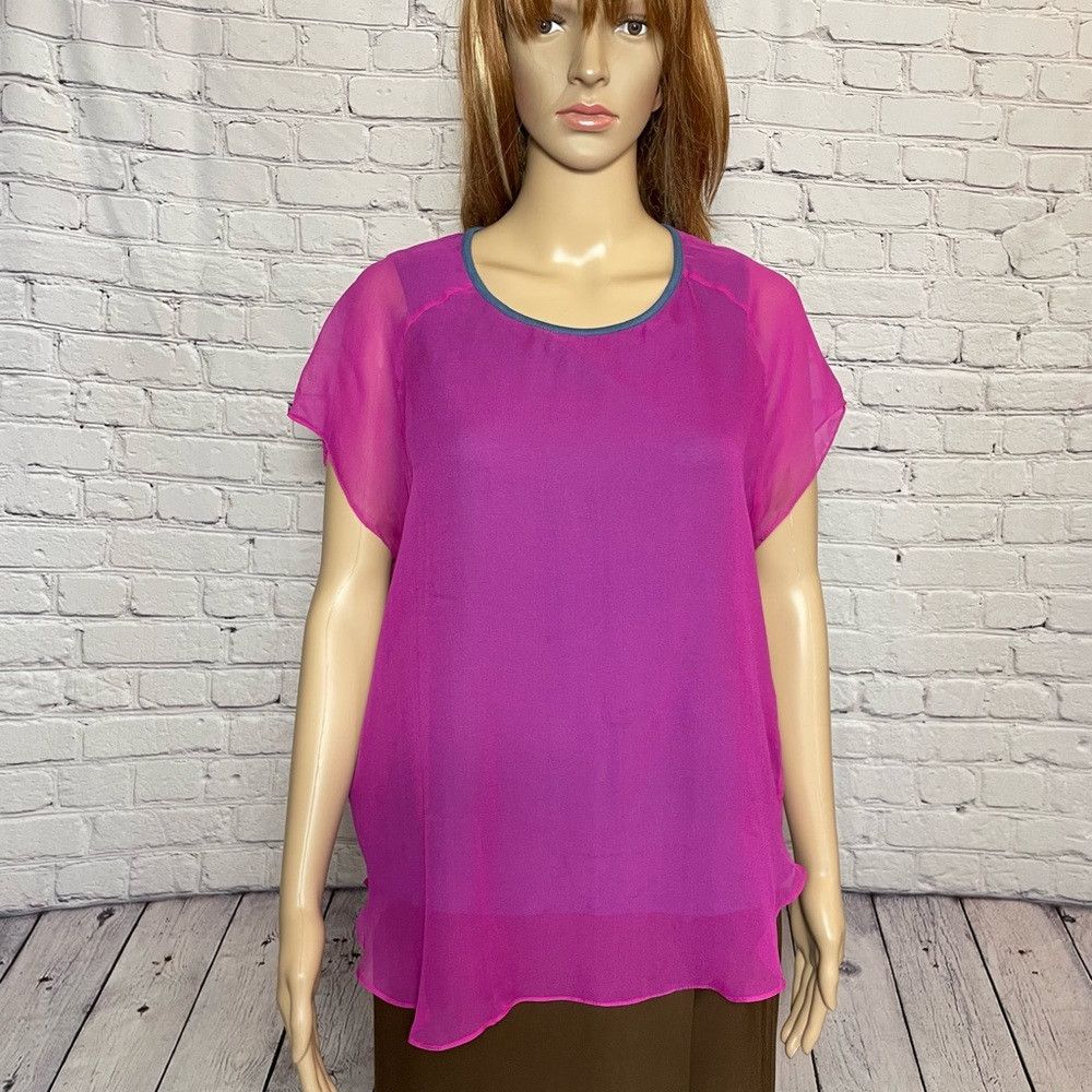 Drew Drew Silk Layered Pink Blue Short Sleeve Top Size M Size M / US 6-8 / IT 42-44 - 1 Thumbnail