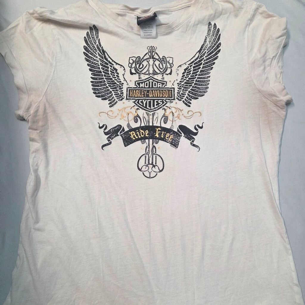 Harley Davidson Harley-Davidson women's X-large white shirt Vintage y2k Size XL / US 12-14 / IT 48-50 - 1 Thumbnail