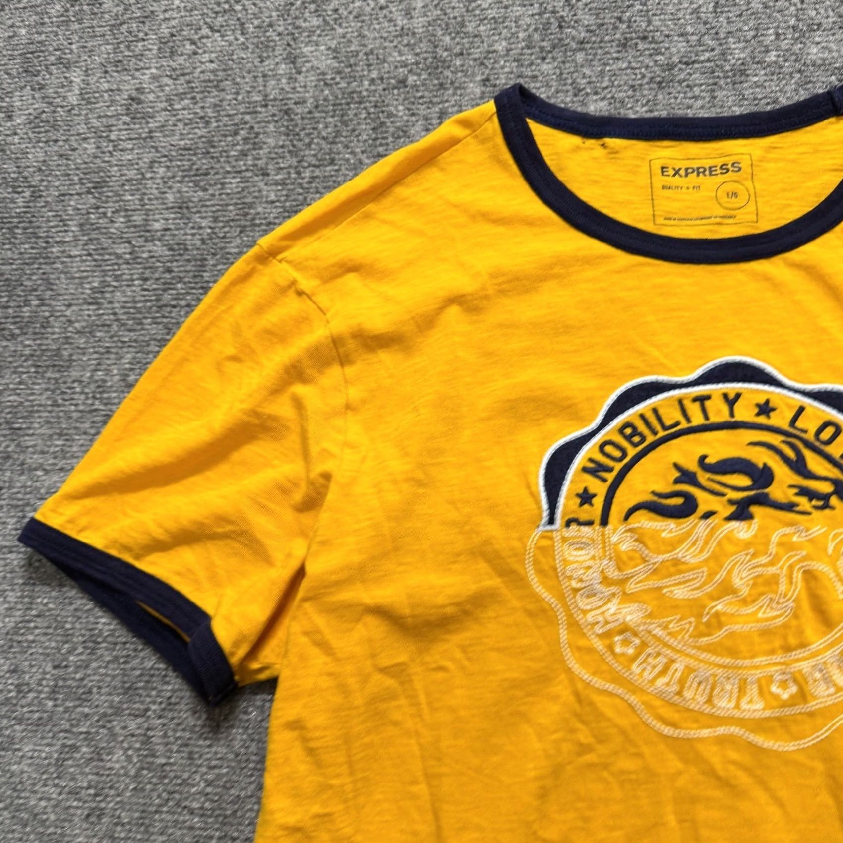 Express Express T-Shirt Men Large 100% Cotton Embroidered Skater Y2K Yellow Size US L / EU 52-54 / 3 - 6 Thumbnail
