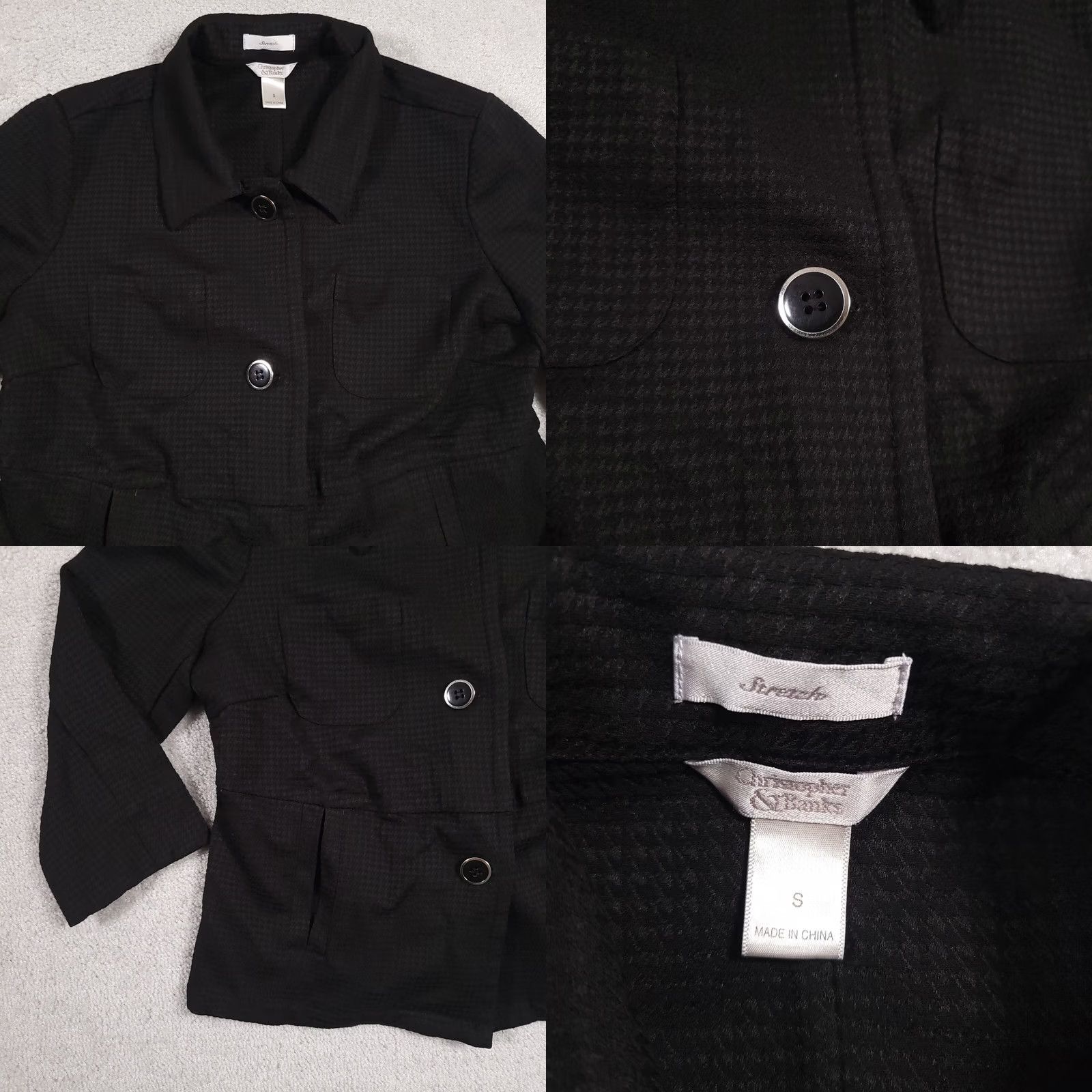 Vintage Christopher & Banks Blazer Jacket Black Women's S Button Up Stretch Jacket Size S / US 4 / IT 40 - 8 Thumbnail