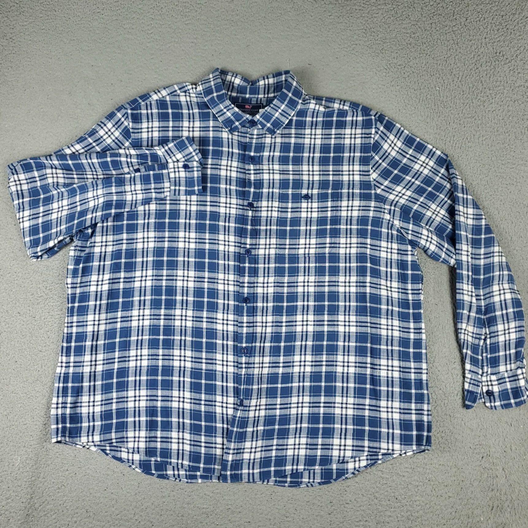Vineyard Vines Vineyard Vines Shirt 2XL Mens Blue Plaid Long Sleeve Button-Up Cotton Classic Preppy Size US XXL / EU 58 / 5 - 2 Thumbnail