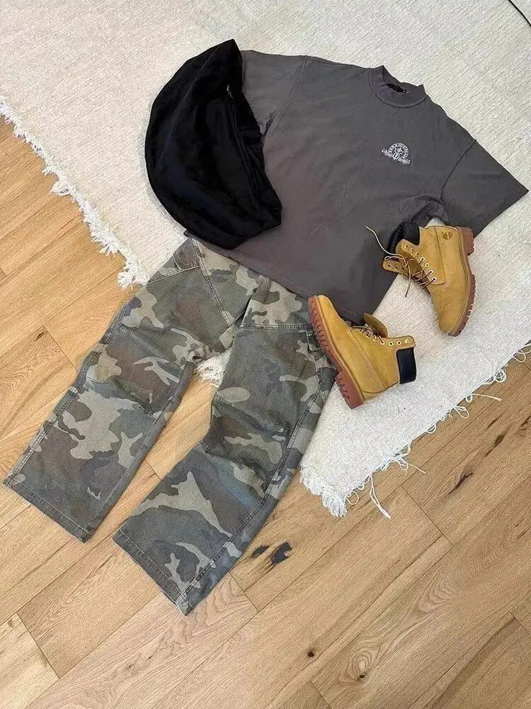 Japanese Brand Retro loose casual camouflage micro flared jeans Size US 32 / EU 48 - 3 Thumbnail