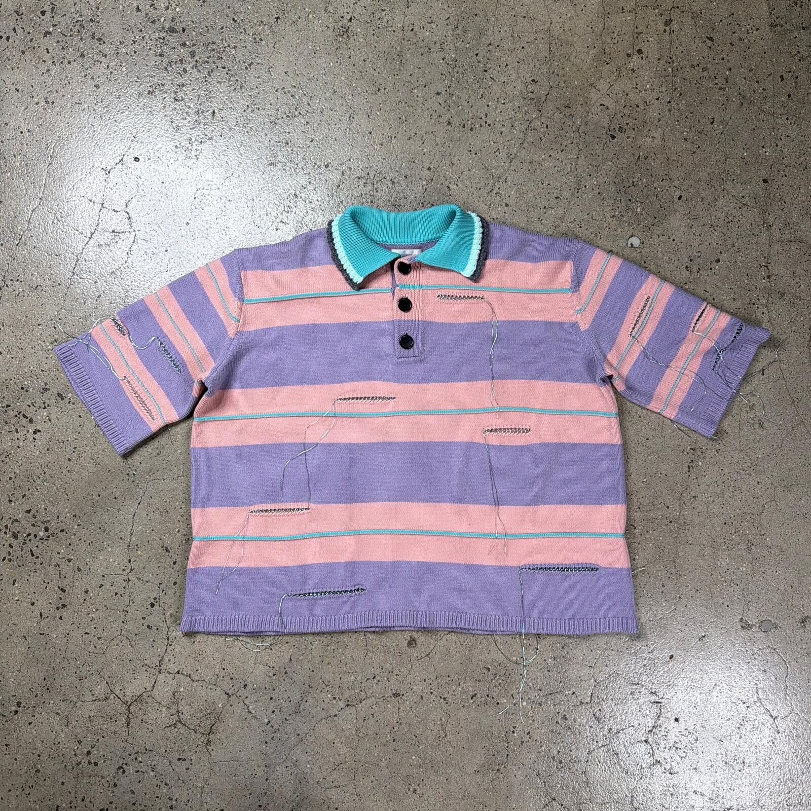 KIDILL Kidill X Rurumu Distressed Knit Polo Shirt Size US XXL / EU 58 / 5 - 1 Thumbnail