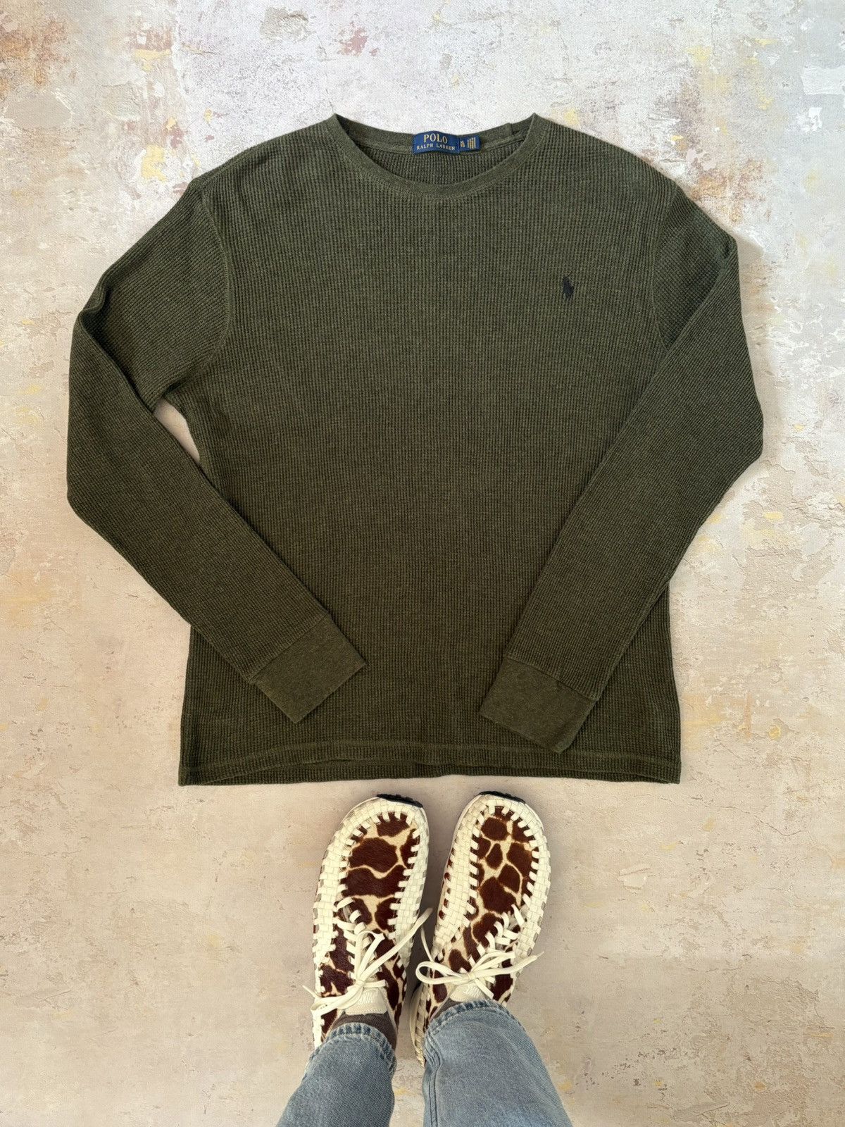 Vintage Vintage Old money Polo Ralph Lauren Waffle Knit Thermal Size US XL / EU 56 / 4 - 1 Thumbnail