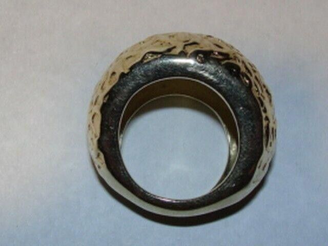 Designer 18ktGold Vermeil Silver Textured Cocktail Ring Alberto Juan Size ONE SIZE - 3 Thumbnail