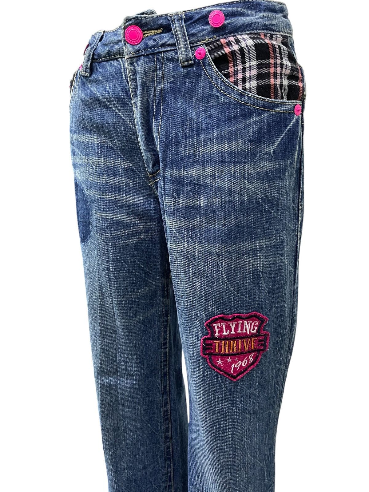 Hidden Double Waist Flying Thrive Patch Tartan Junya Style