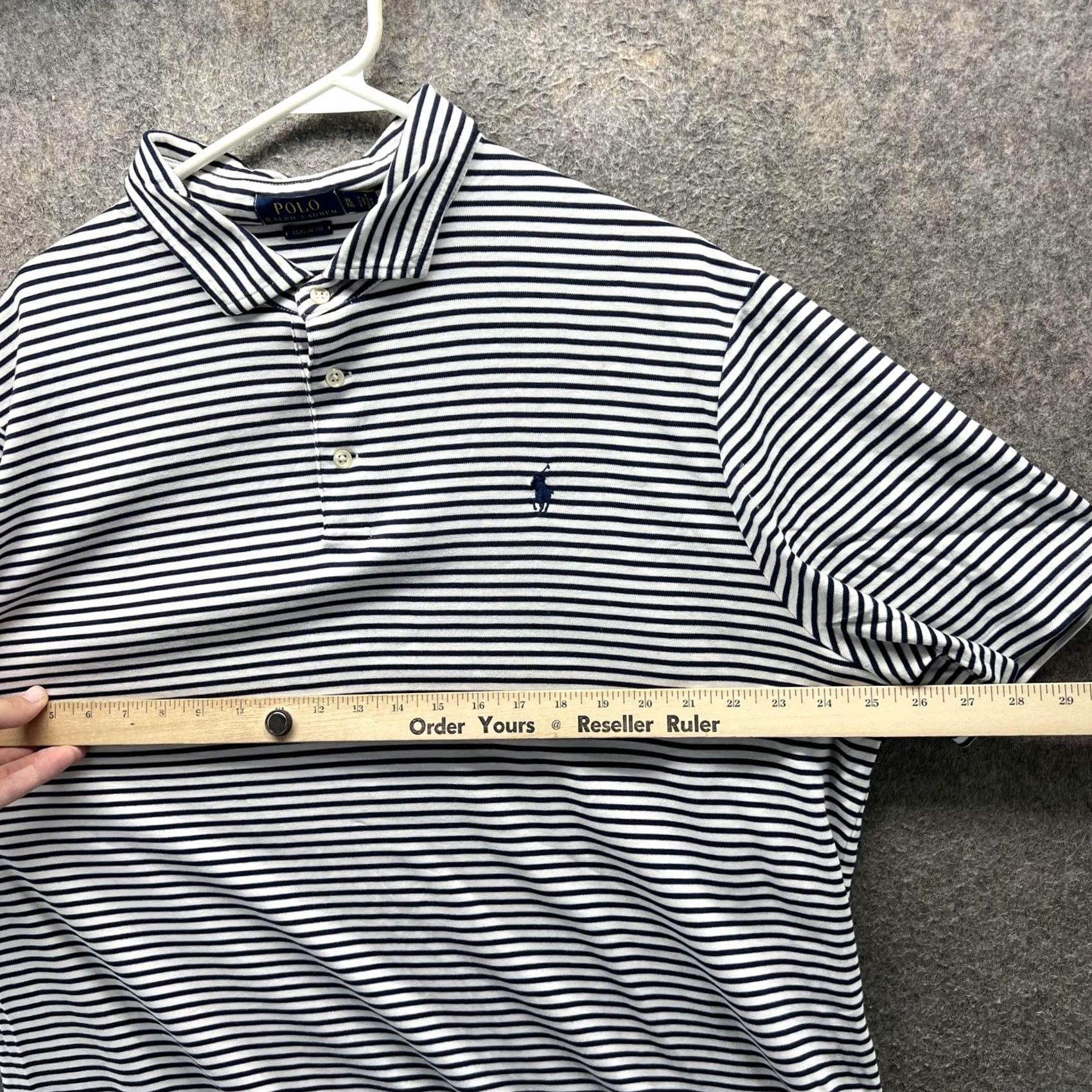 Polo Ralph Lauren Polo Ralph Lauren Polo Shirt Mens XL Navy White Stripe Classic Fit Cotton Logo Size US XL / EU 56 / 4 - 5 Thumbnail