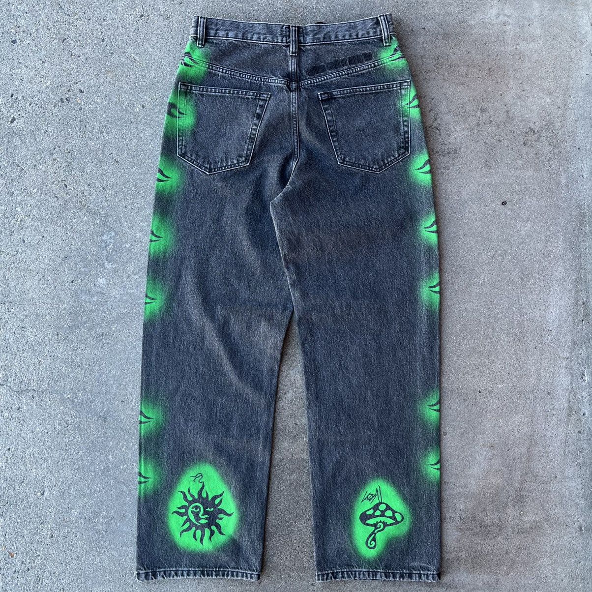 Dries Van Noten × Stussy Stussy x Dries Van Noten Black Stenciled Denim Pants Sz 30 Size US 30 / EU 46 - 8 Thumbnail