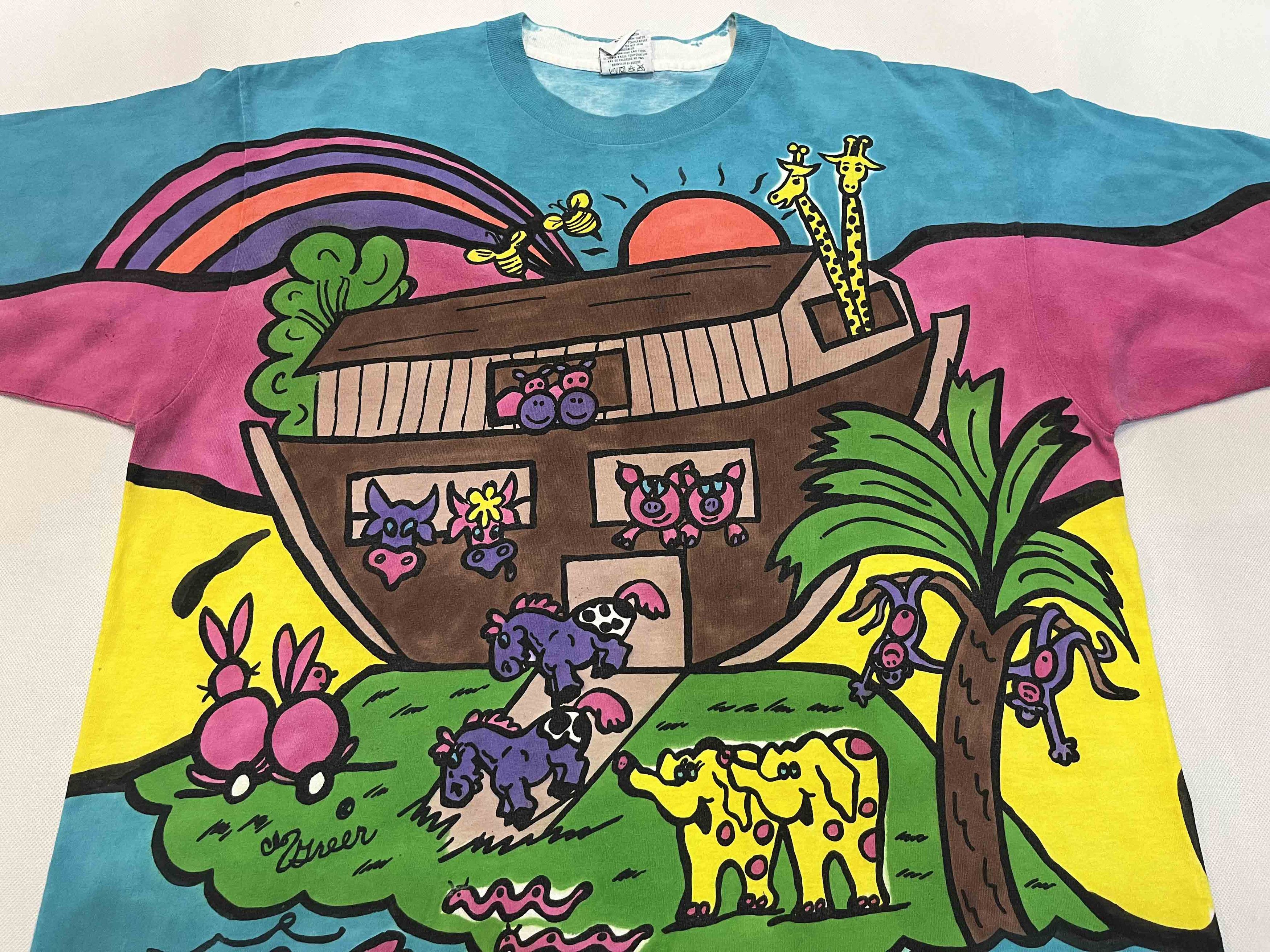 Gildan × Vintage Vintage Noah's Ark Animals Cartoon All Over Print T-Shirt Size US XL / EU 56 / 4 - 2 Thumbnail
