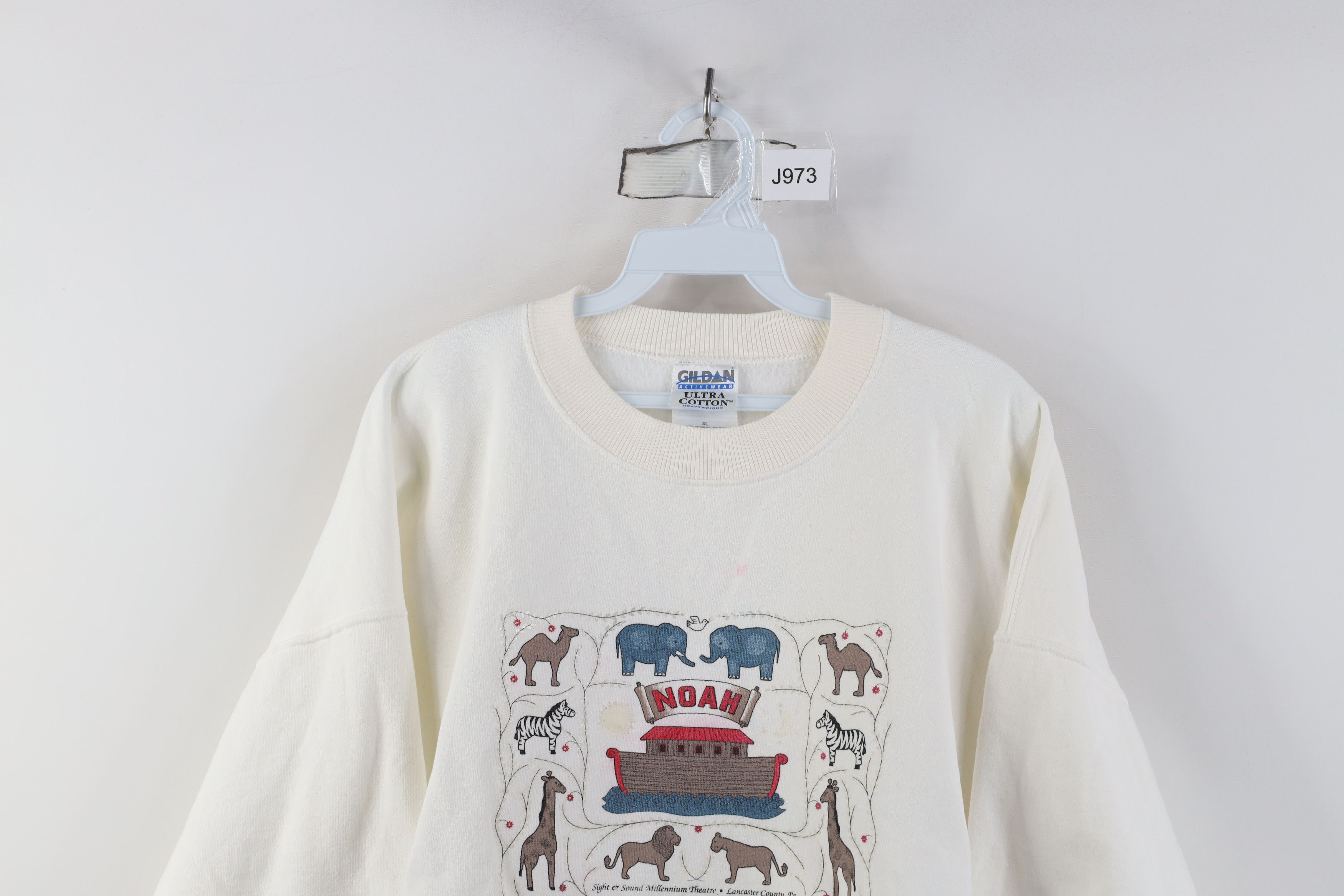 Vintage Vintage 90s Christmas Noahs Ark Crewneck Sweatshirt White Size XL / US 12-14 / IT 48-50 - 2 Thumbnail