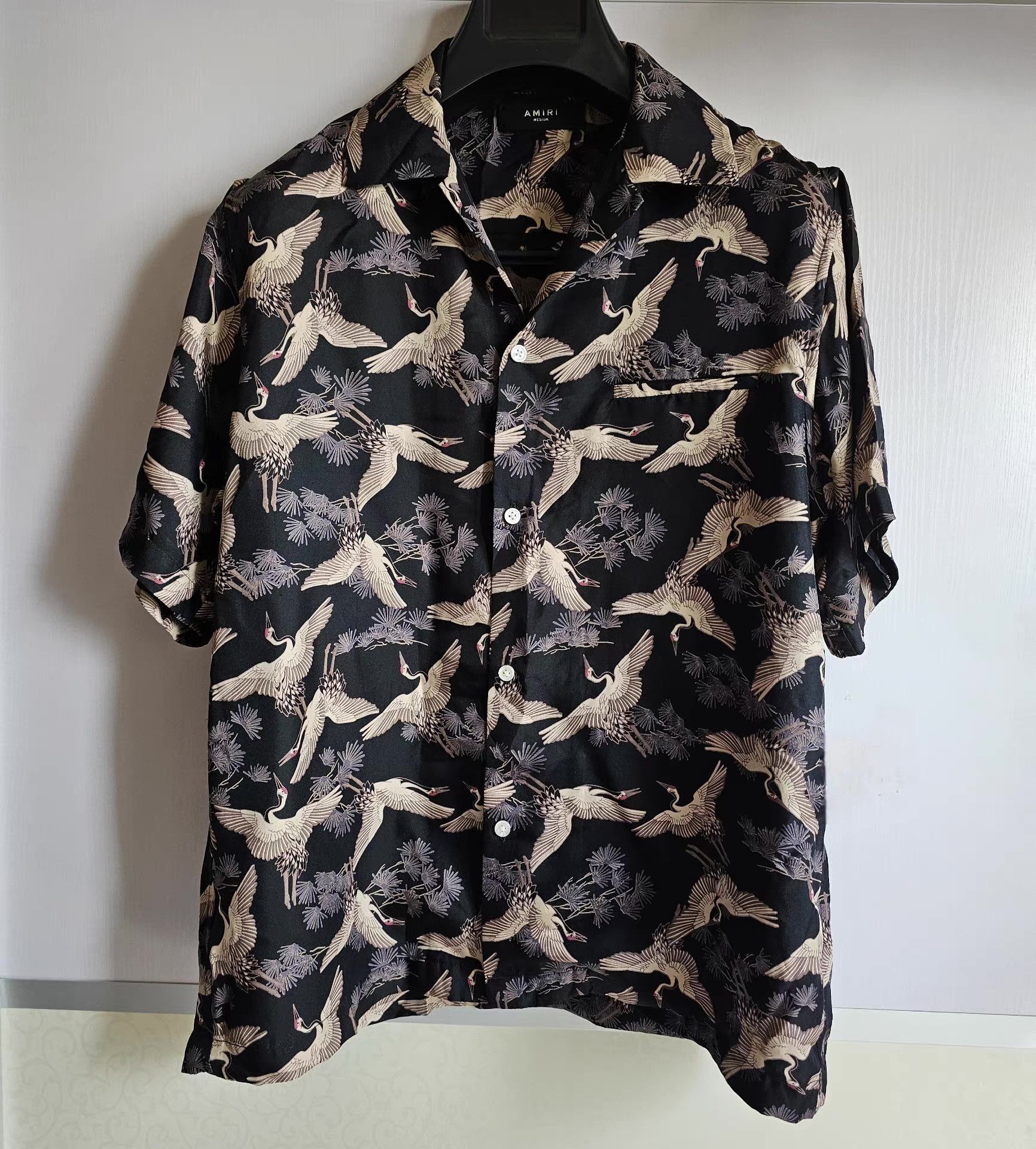 Amiri Amiri black short-sleeve shirt with white crane print, Size US M / EU 48-50 / 2 - 1 Thumbnail