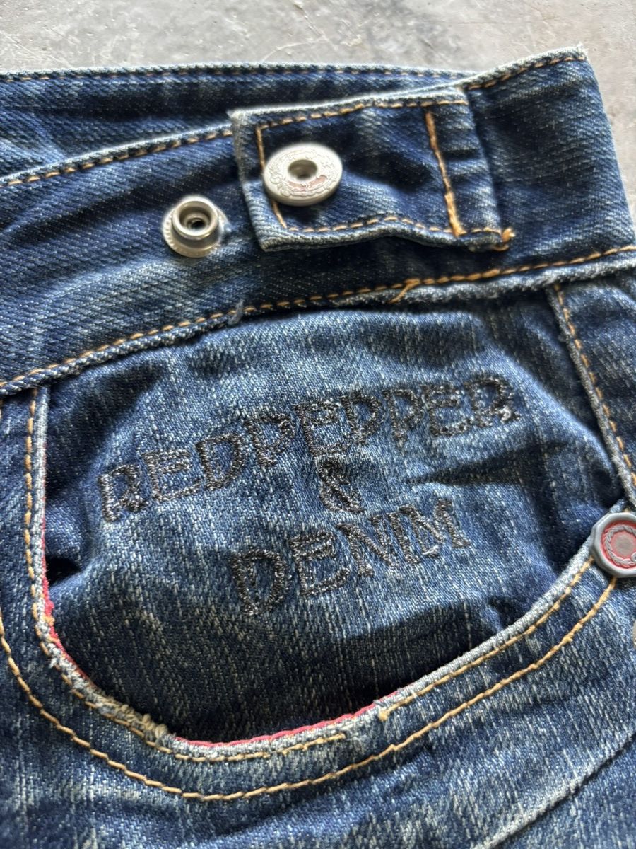 If Six Was Nine SICK FLARE RED PEPPER JEANS DISTRESSED JAPANESE PUNK GOTH Size US 31 - 14 Thumbnail