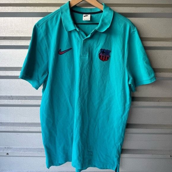 Nike NIKE x FC BARCELONA TEAL POLO T-SHIRT SZ LARGE L Size US L / EU 52-54 / 3 - 5 Thumbnail