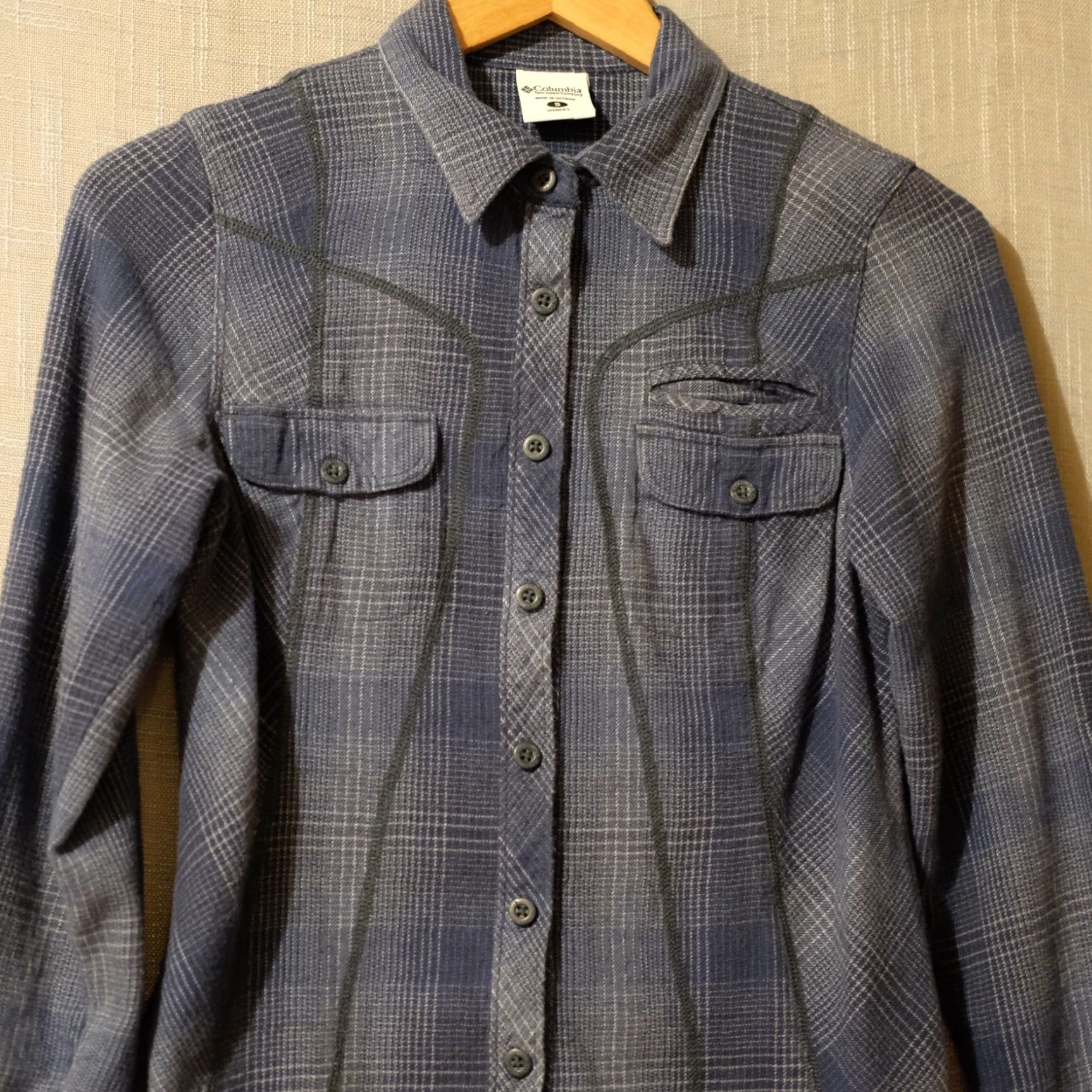 Vintage Columbia Flannel Button Up Blue Plaid Pockets 100% Cotton Women's S XS? Size S / US 4 / IT 40 - 2 Thumbnail