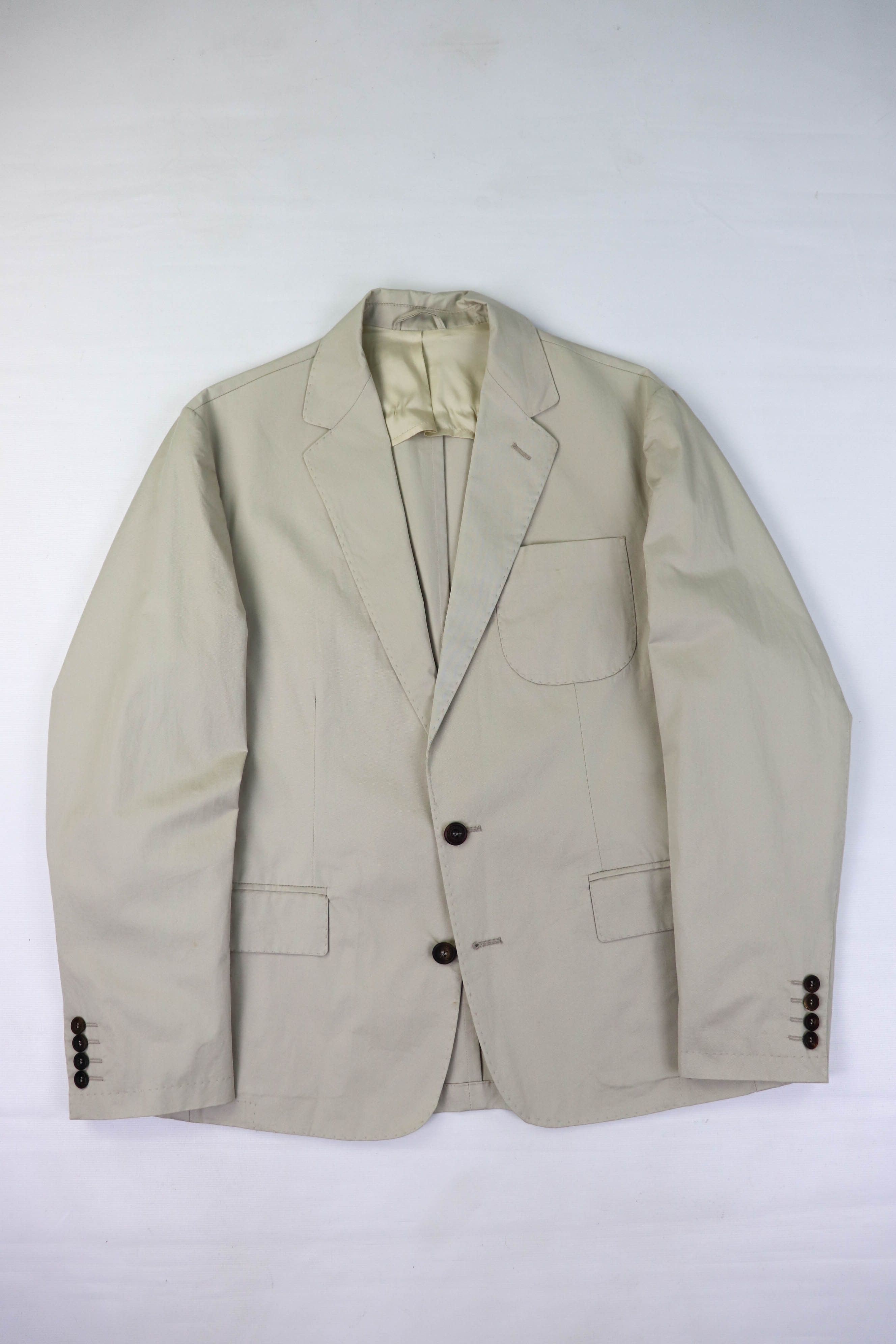 Aquascutum Aquascutum Made in Italy Light Beige Cotton Blazer Jacket Size 40S - 3 Thumbnail
