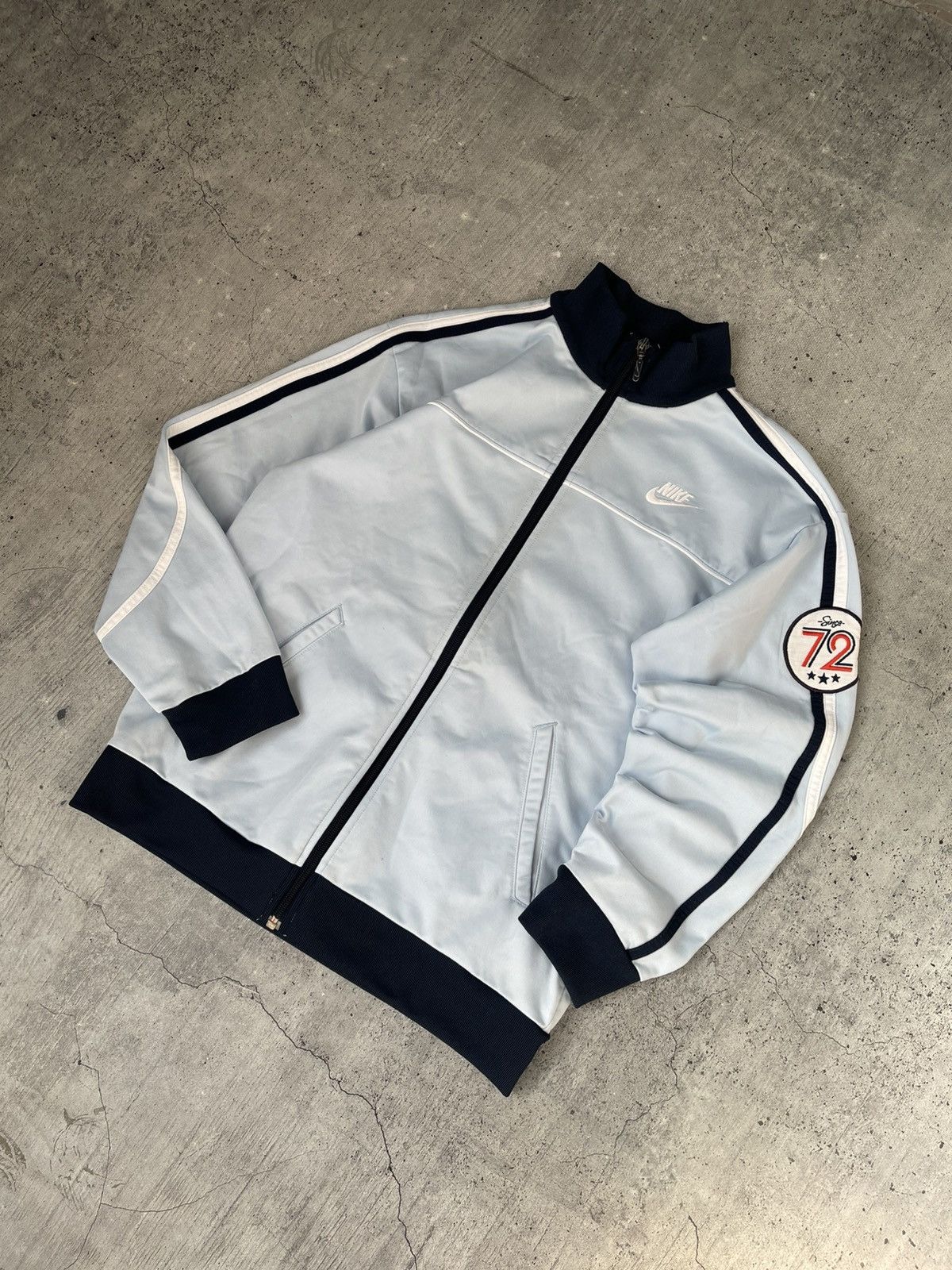 Nike 72 Baby Blue Olympian ZipUp Hoodie Vintage Track Jacket