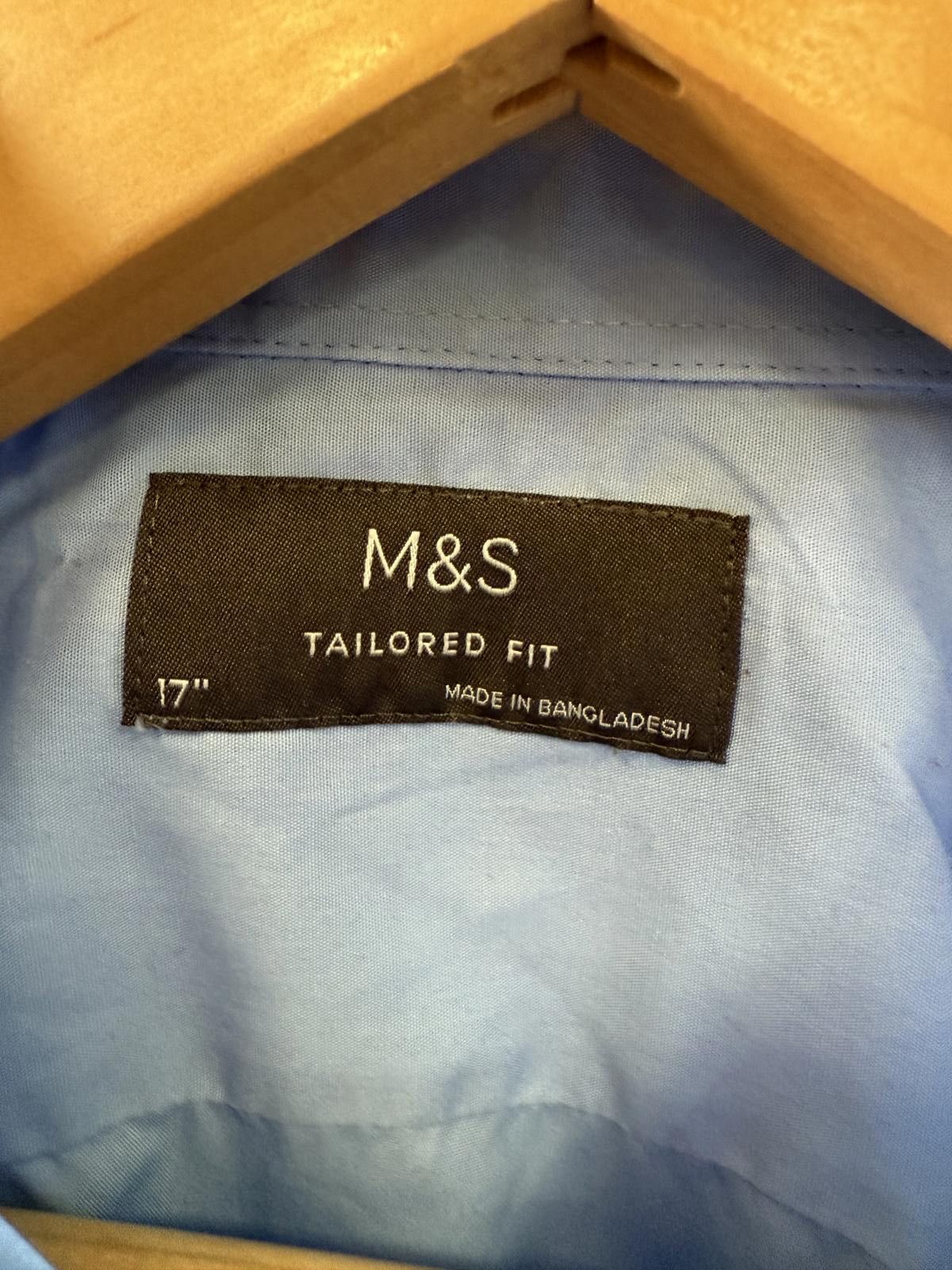 M.E. Sport M&S Tailored Fit Men's Light Blue Short Sleeve Dress Shirt Size 38R - 3 Thumbnail