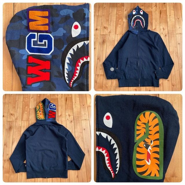 Bape BAPE Blue camo x Navy shark full zip hoodie a bathing ape Size US M / EU 48-50 / 2 - 1 Thumbnail