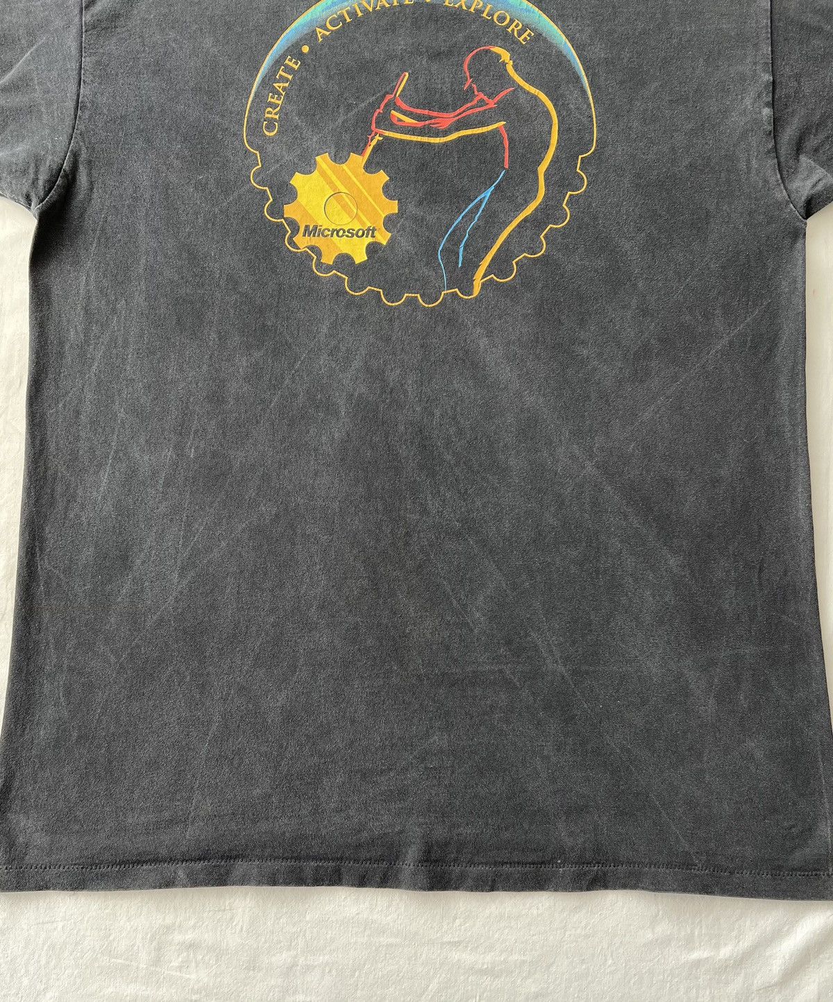 Microsoft Vintage 90s Microsoft Create Activate Explore Tech Faded Tee Size US XL / EU 56 / 4 - 18 Thumbnail