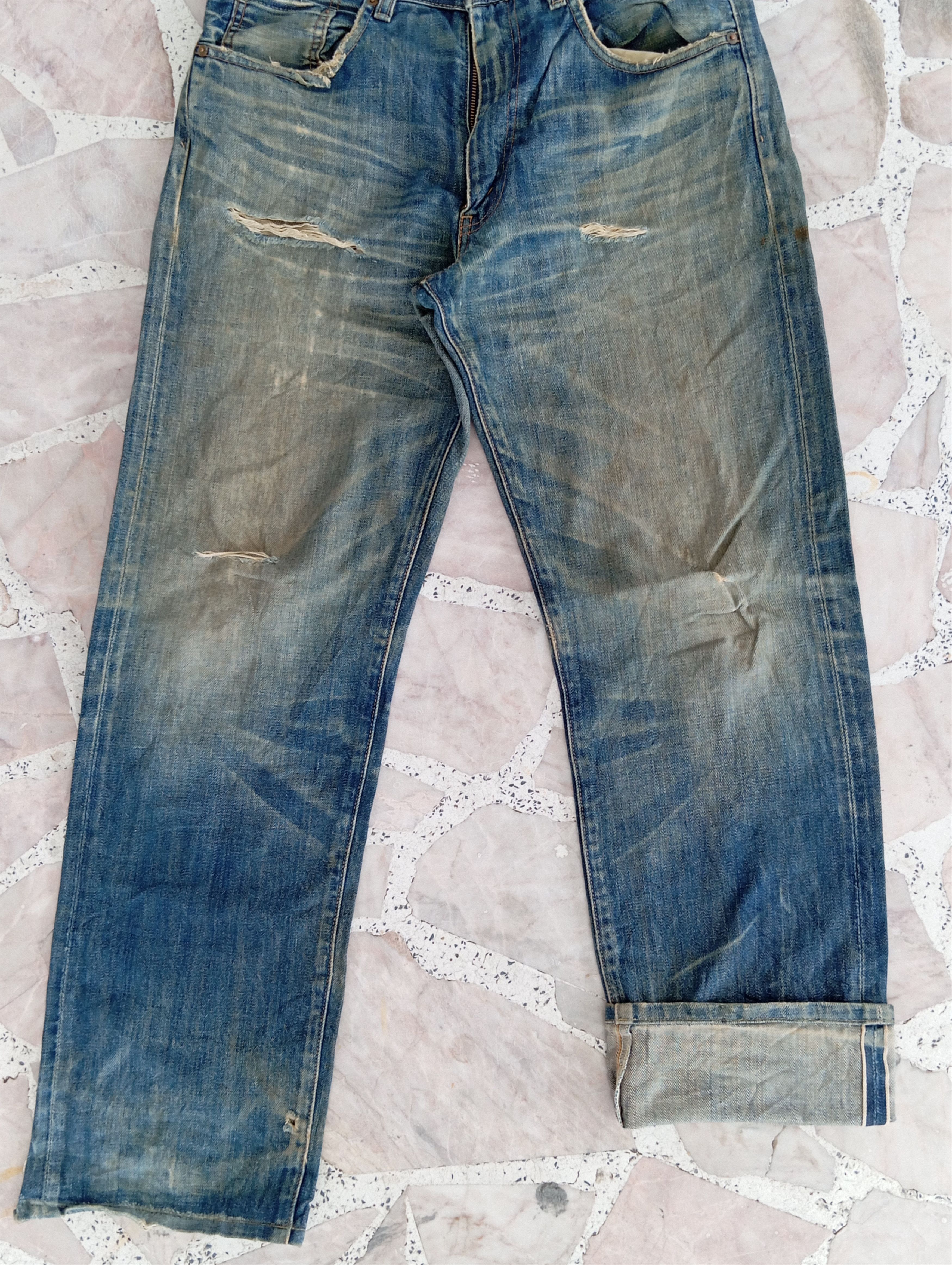 Levi's Distressed Selvedge Levis Denim Size US 32 / EU 48 - 3 Thumbnail