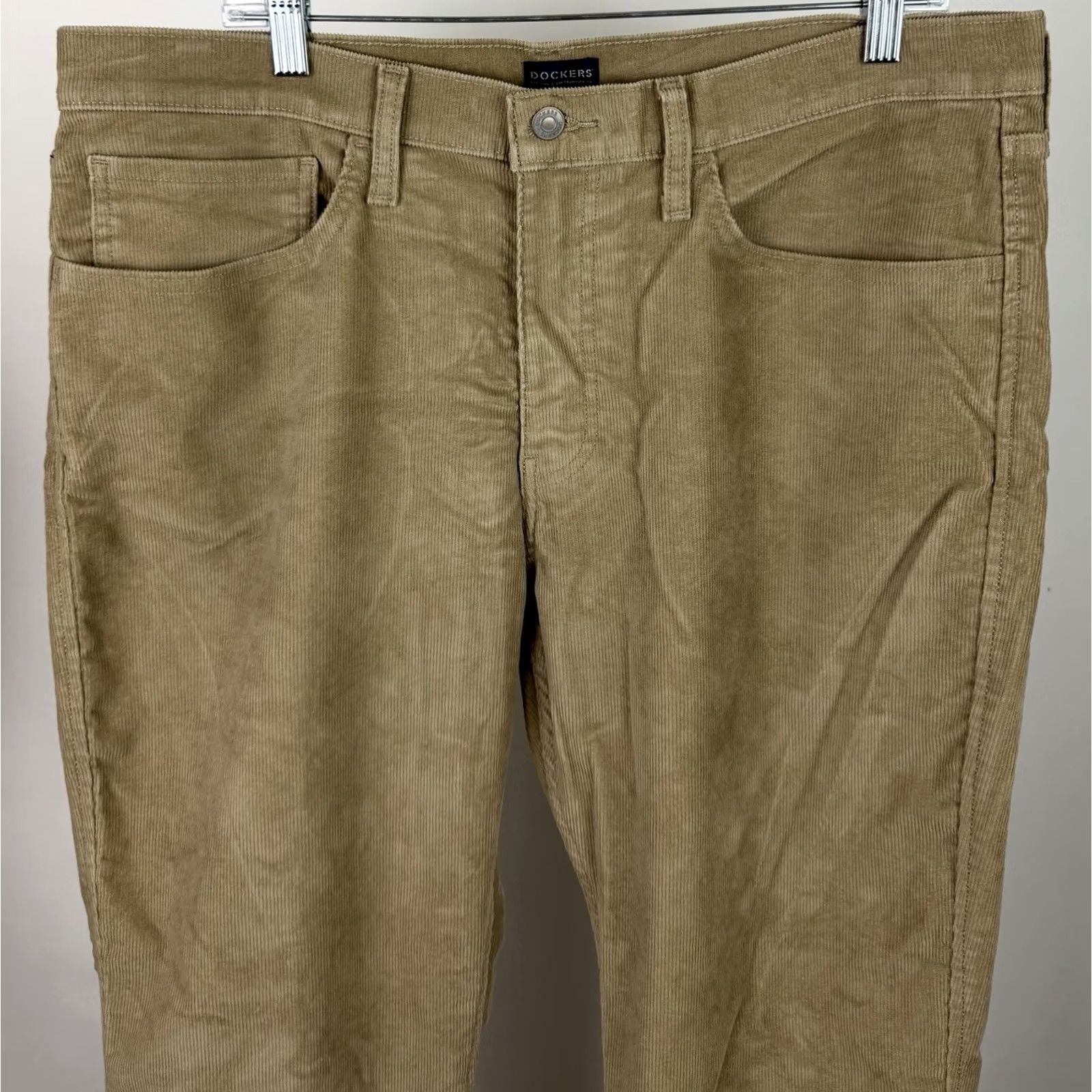 Dockers DOCKERS Pants Mens 36 Corduroy Straight Khaki 36x29 Beige Cotton Blend Regular Stretch Chino Inseam 29"} Size US 36 / EU 52 - 3 Thumbnail