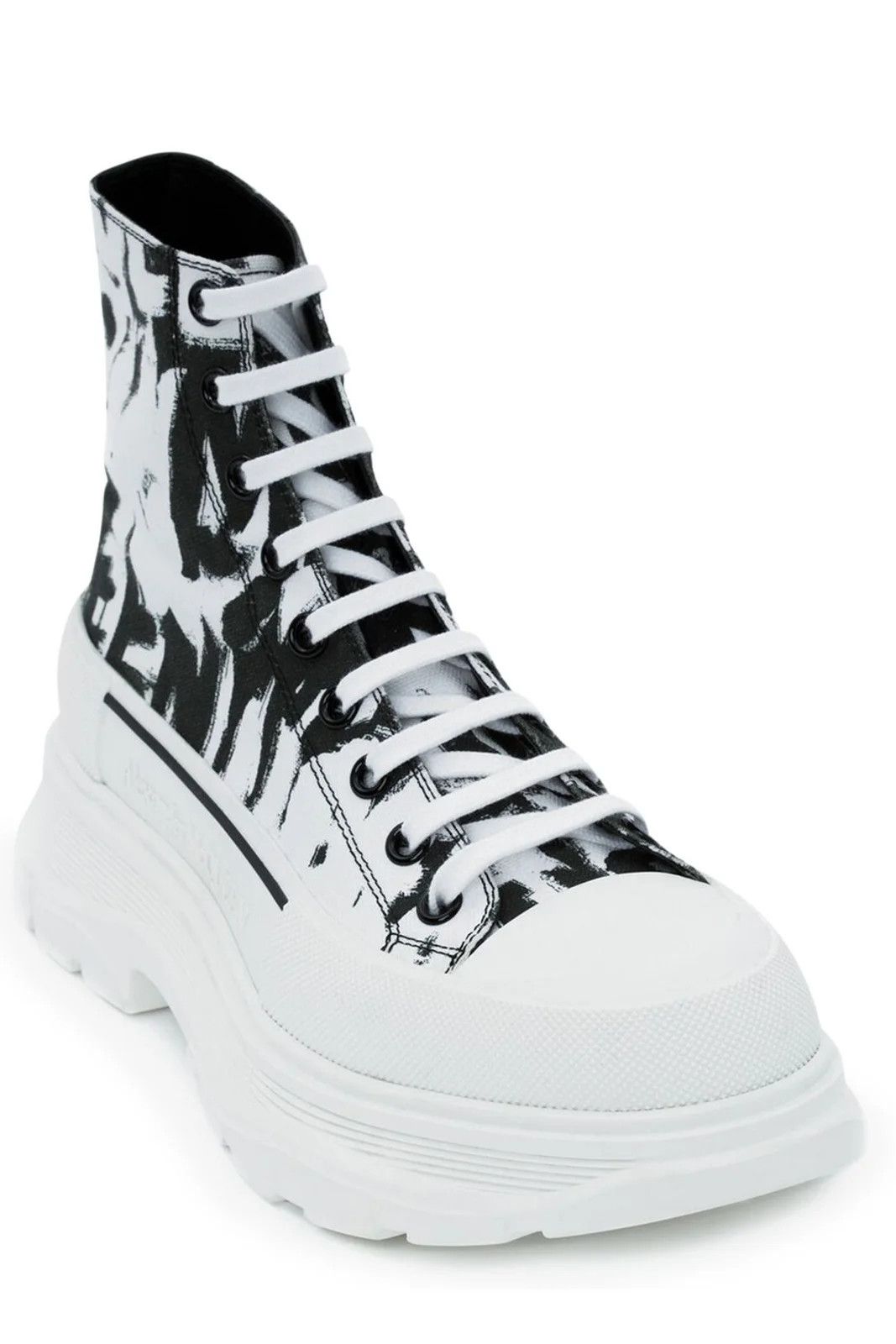 Alexander McQueen o1y1024 Hi-Top Sneakers in White & Black Size US 6 / EU 39 - 2 Thumbnail